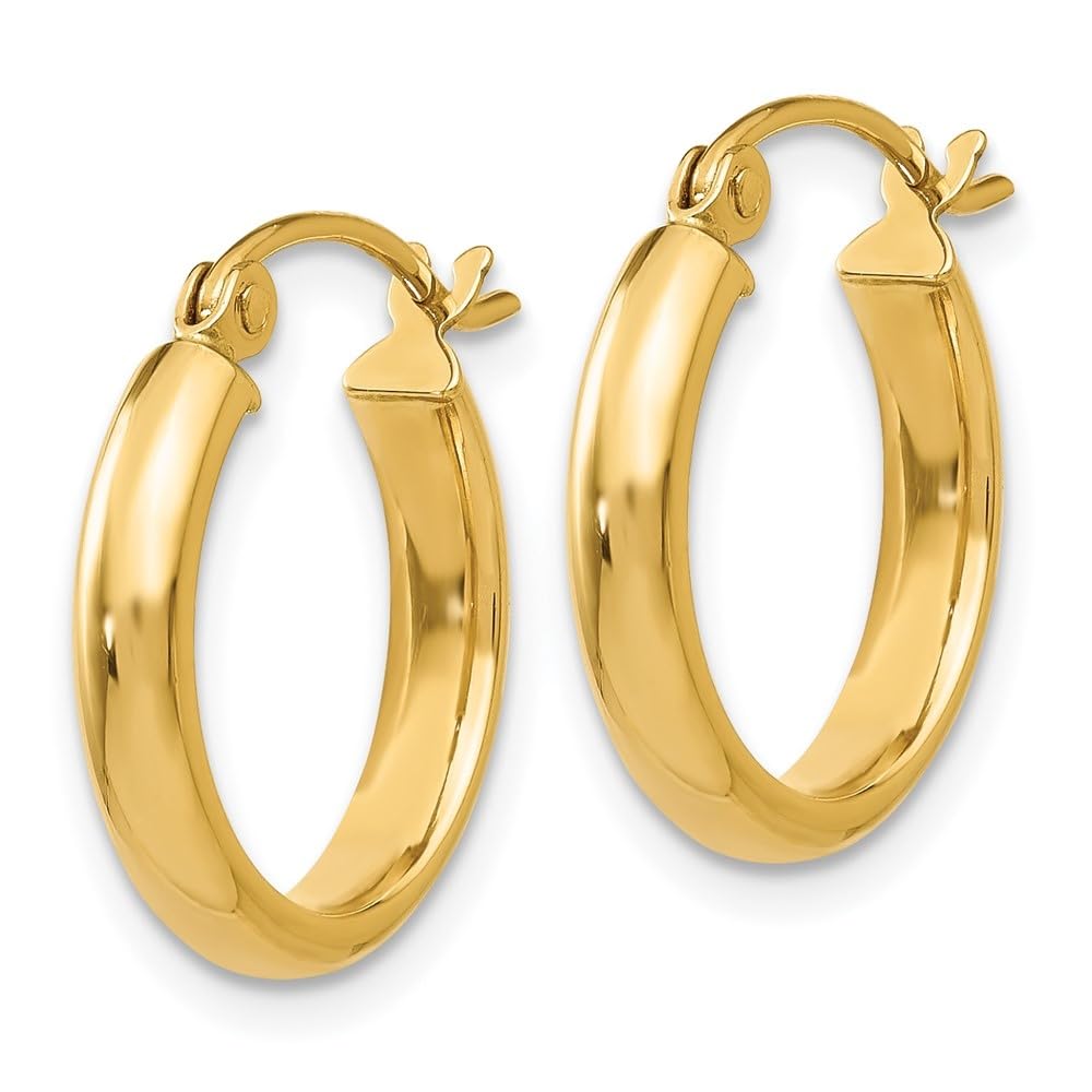 14K Yellow Gold Round Tube Hoop Earrings for Women - Diamond2Deal Fine Jewelry - Perfect for Everyday Wear, Parties & Special Occasions