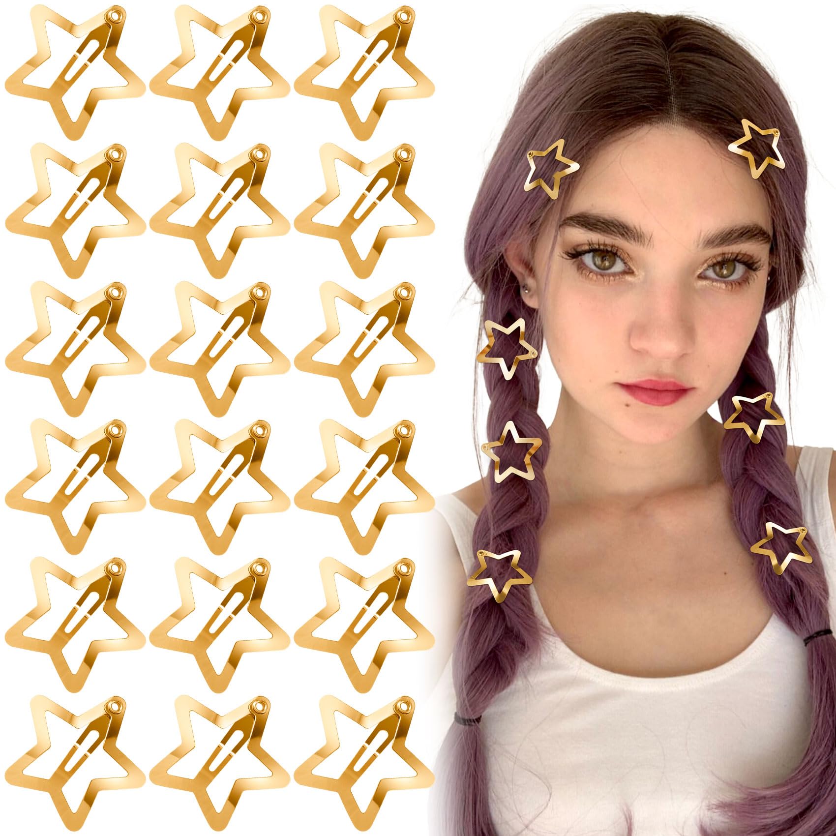 Joez Wonderful 20 Pcs Gold Star Hair Clips - 1.18