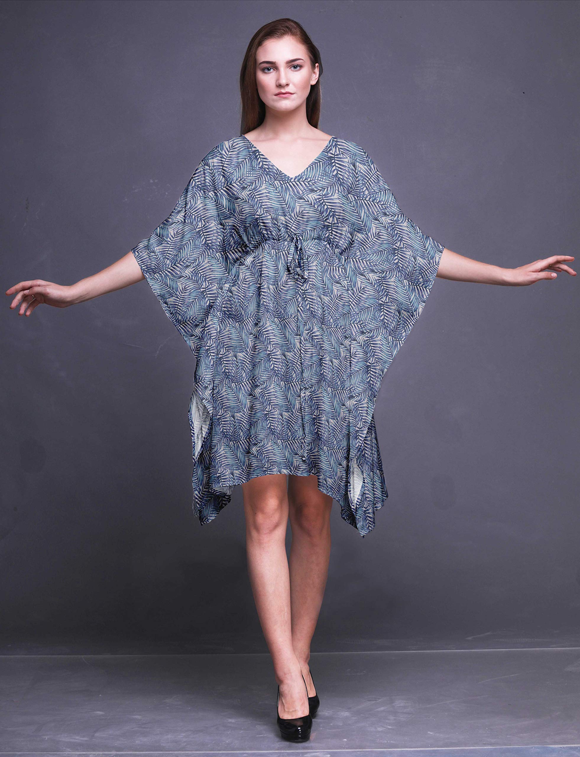 Bimba Women's Short Caftan Midi Dress - Beach Cover Up, Swimwear Wrap, Summer Boho Kaftan for Pool, Vacation & Resort Wear