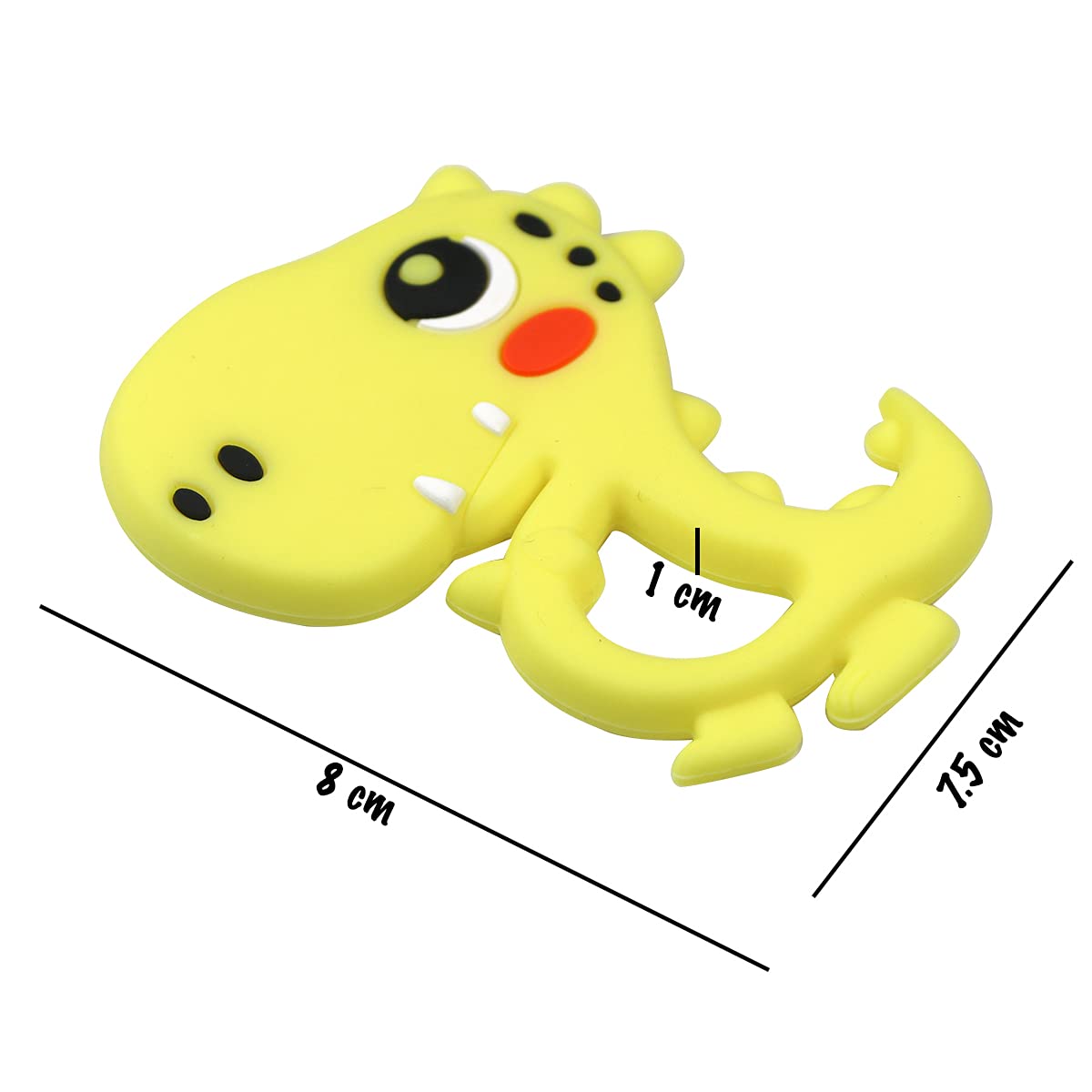 BPA-Free Silicone Baby Teether Toy - Dinosaur Shaped Chew Toy for Teething Babies 6-12 Months | Soft Gum Massager for Sore Gums & Tooth Pain Relief | Safe Pacifier Alternative for Infants | Perfect for Home, Travel & Daycare (Yellow)