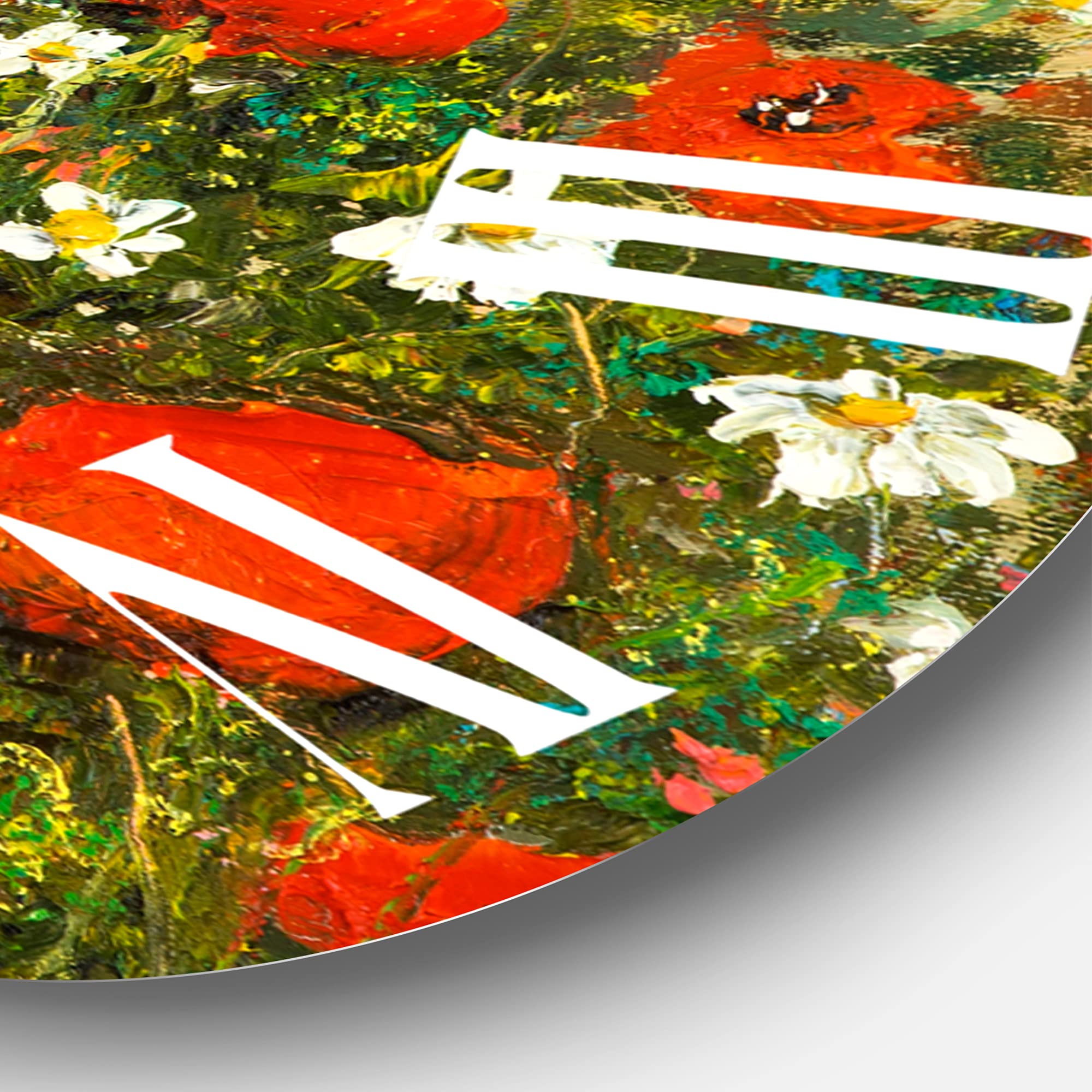 Large Floral Wall Clock - 'Red Wildflowers in The Fields' Traditional Decorative Clock for Living Room, Bedroom & Office | Perfect for Home Decor & Gift Giving