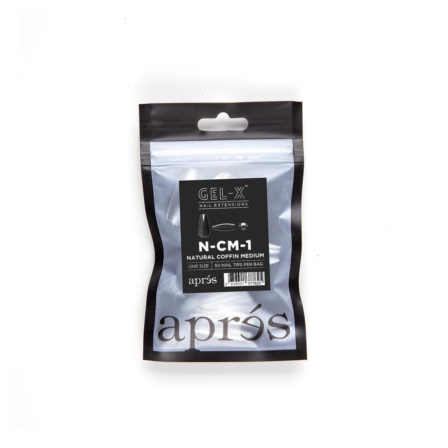 Apres Gel X Natural Coffin Medium Refill Tips - Size #000 & #9 - Perfect for Nail Extensions & Salon Manicures