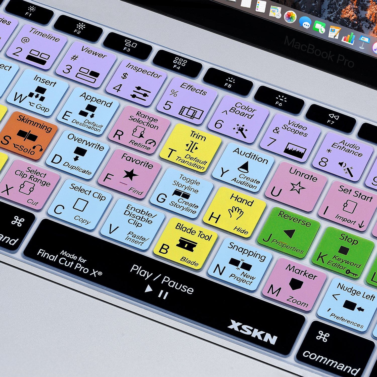 XSKN Final Cut Pro X Silicone Shortcut Keyboard Cover - Compatible with MacBook Pro 13