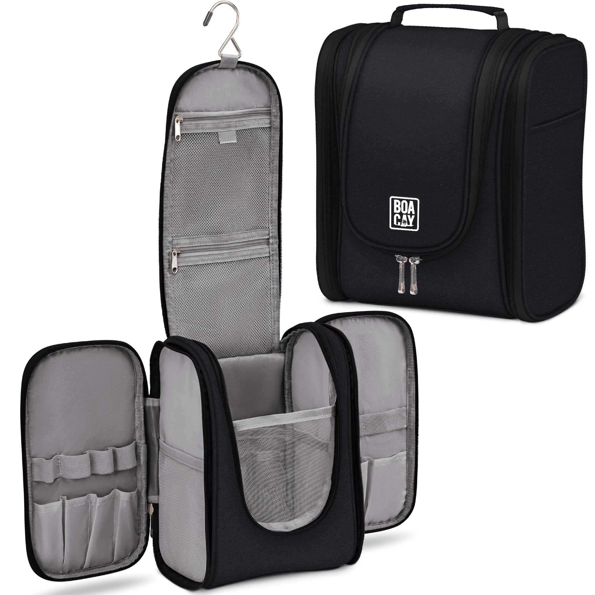 BOACAY Hanging Travel Toiletry Bag for Women & Men - Waterproof Makeup Organizer with Multiple Pockets - Perfect Cosmetic & Shower Essentials Storage for Bathroom, Camping, Gym & Business Trips