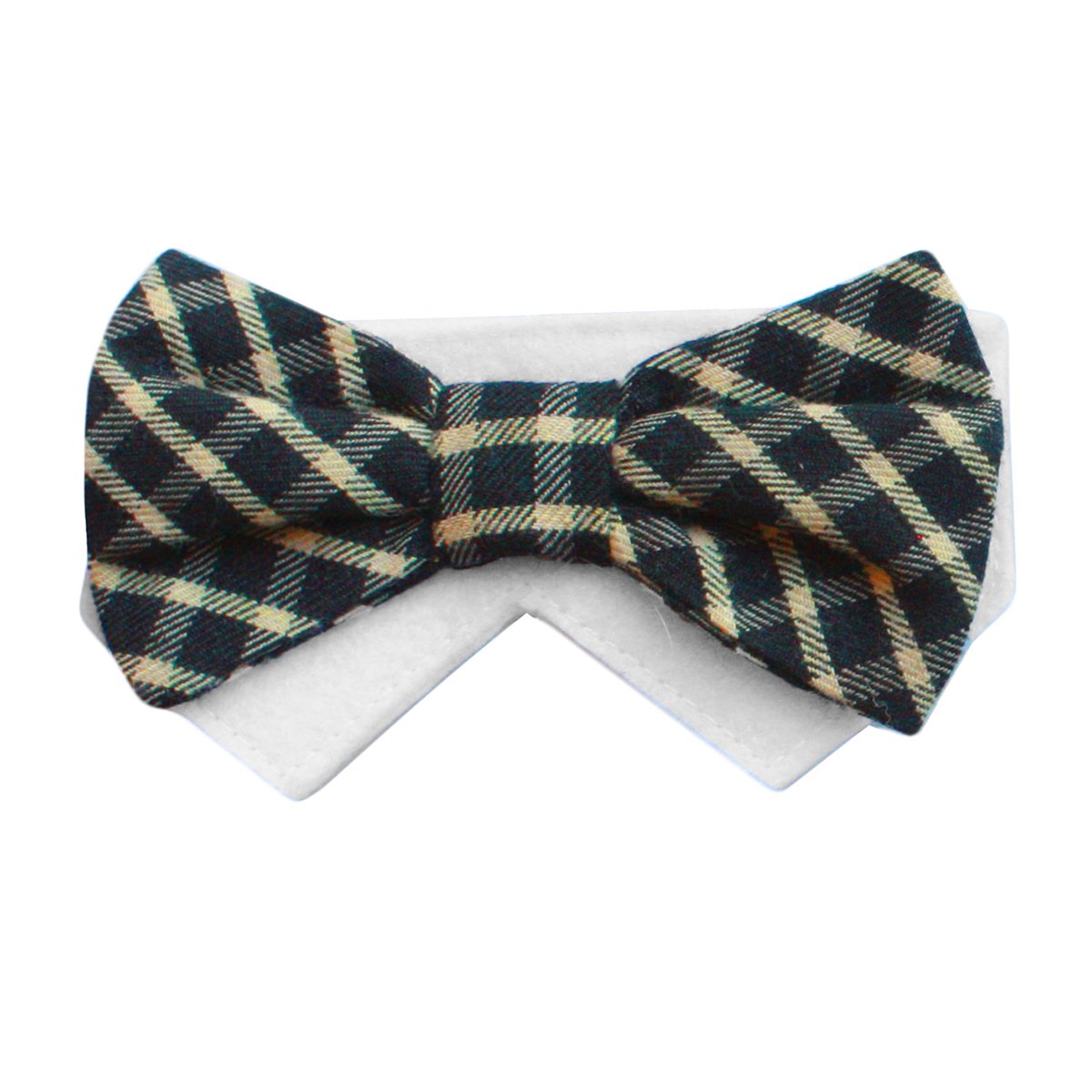 Yellow Plaid Dog Bow Tie Collar Slider - Adjustable Pet Neck Accessory for Small Dogs - Perfect for Saturday Outings, Parties & Special Occasions