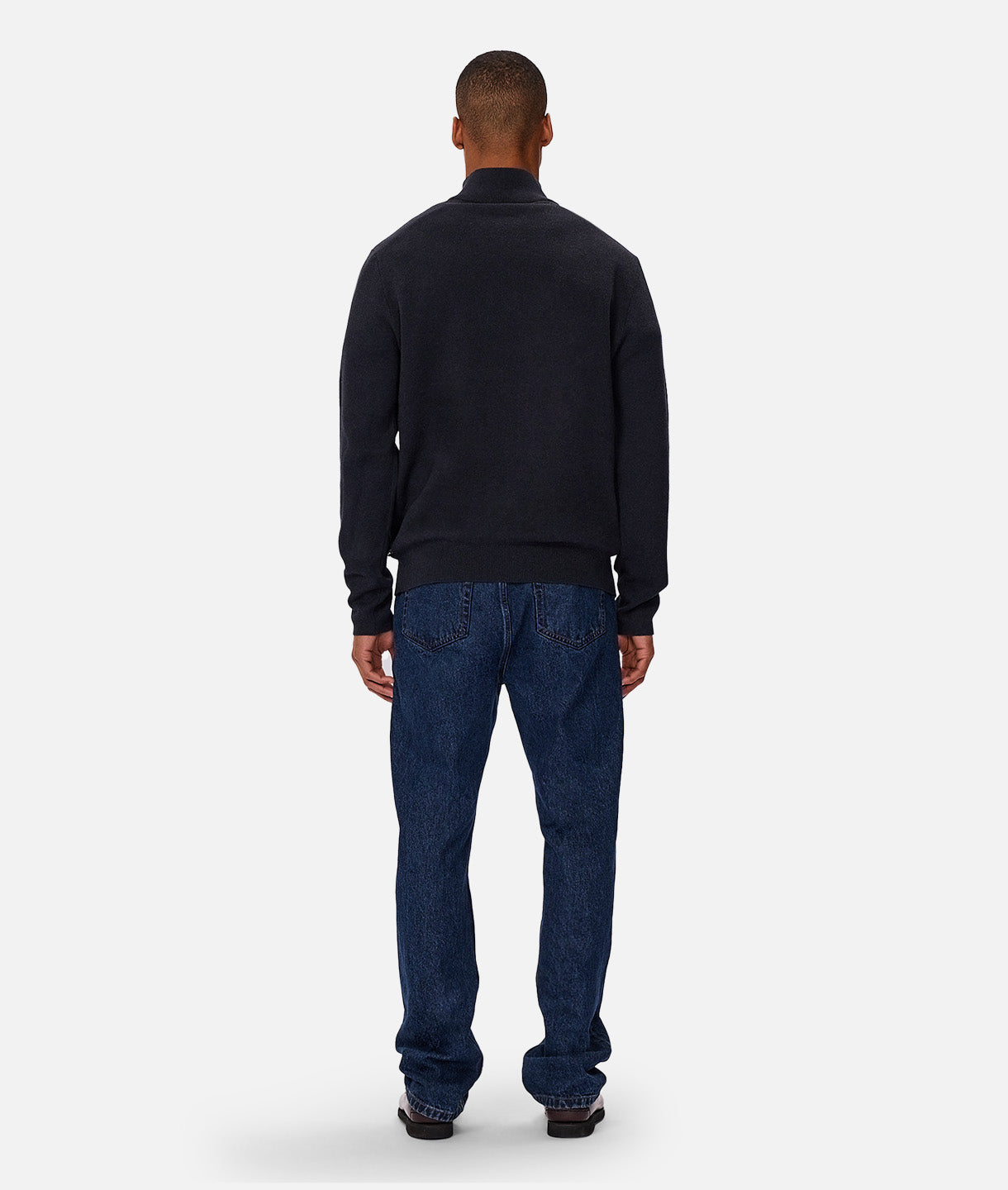 Lakewood Zip Neck Knit Sweater for Men - Dark Navy Melange Pullover for Casual Wear & Outdoor Activities