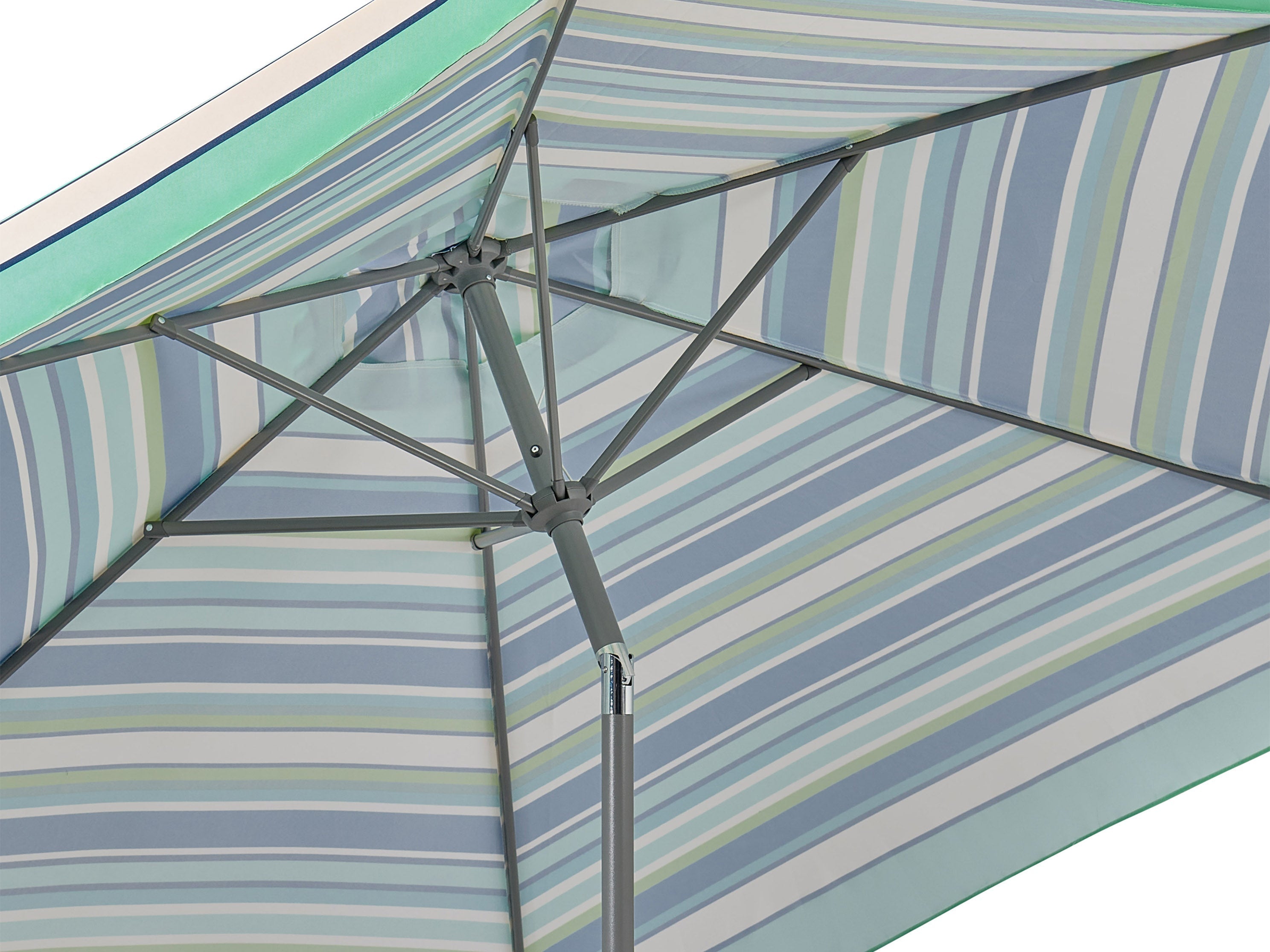 10ft Round Green and White Outdoor Patio Umbrella - Sun Shade for Garden, Poolside, and Backyard Relaxation