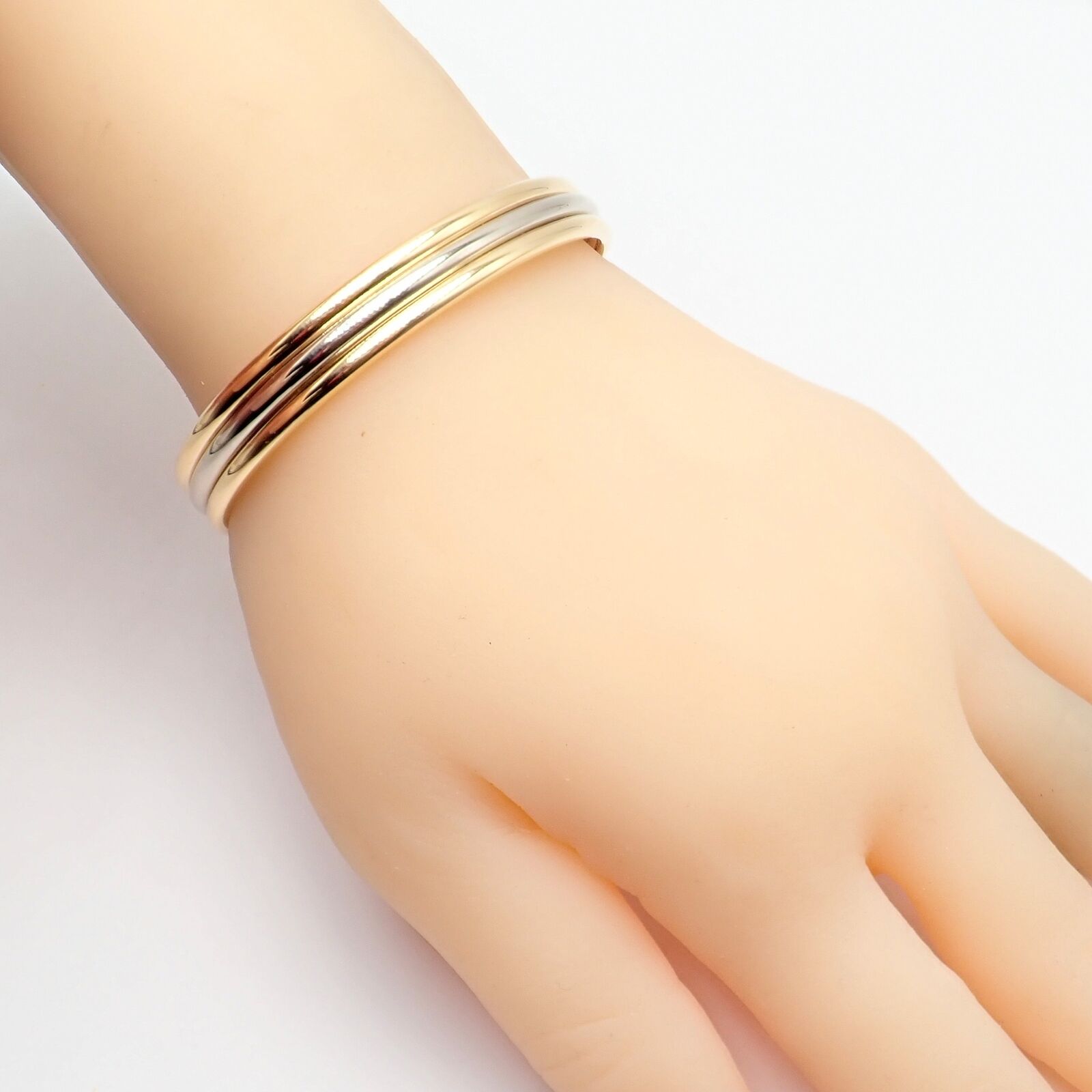 Authentic Van Cleef & Arpels 18k Yellow & White Gold Bangle Cuff Bracelet - Luxury Jewelry for Women, Perfect for Weddings, Parties & Special Occasions