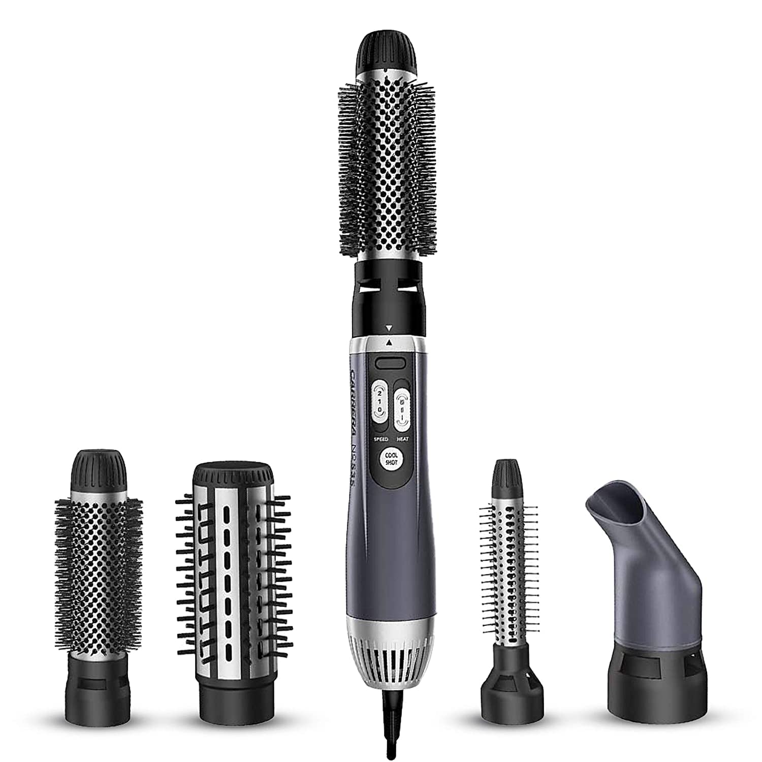 CARRERA 535 Professional Hot Air Brush Styler for Women - Hair Straightener & Curler with Styling Nozzles | Adds Volume & Perfect Curls | Salon-Quality Styling at Home (UK Plug) | Great for Daily Styling, Special Occasions & Travel