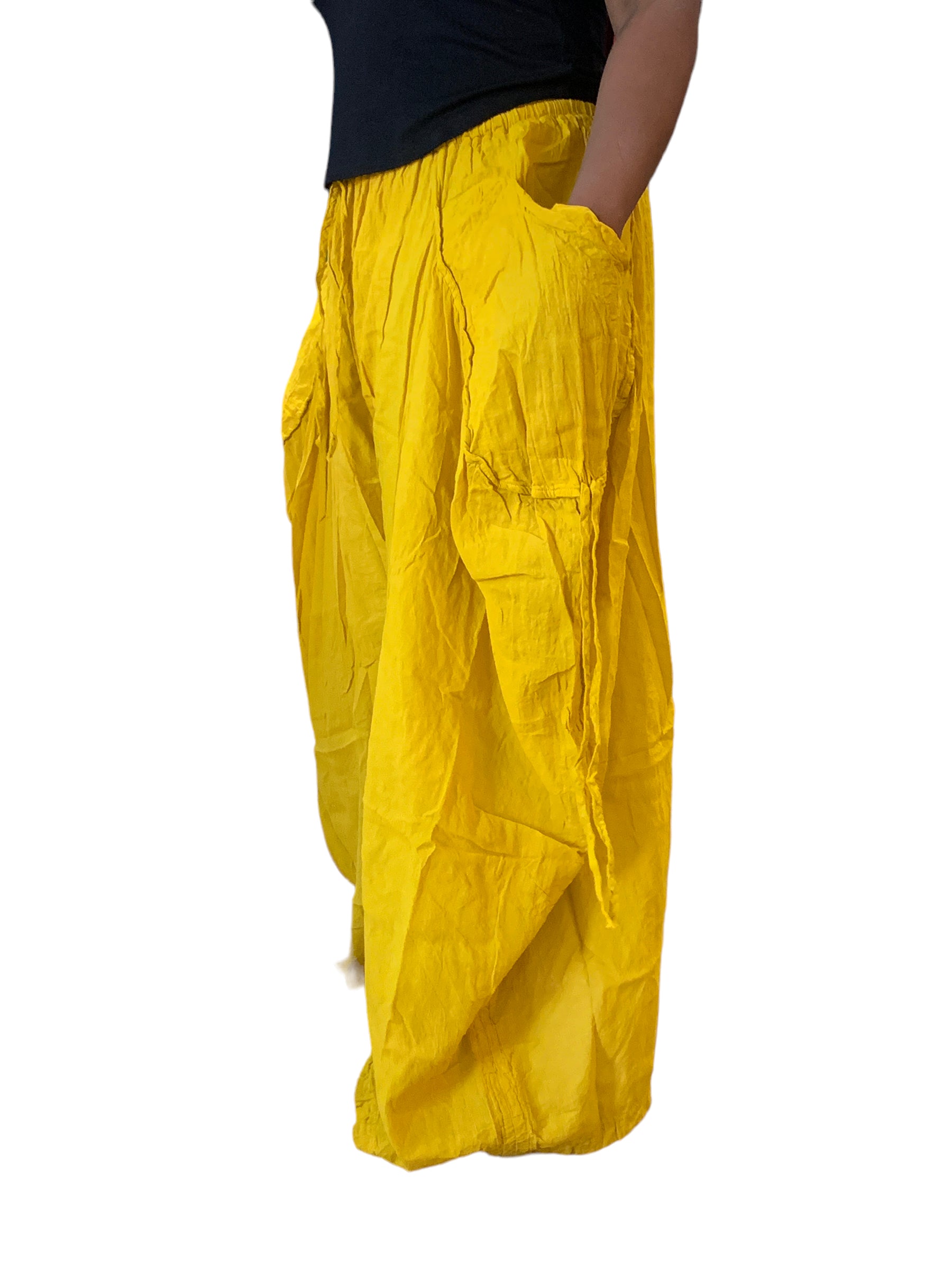 Mustard Cotton Voile Tashi Convertible Pants/Skirt - Lightweight & Breathable for Yoga, Travel & Casual Wear