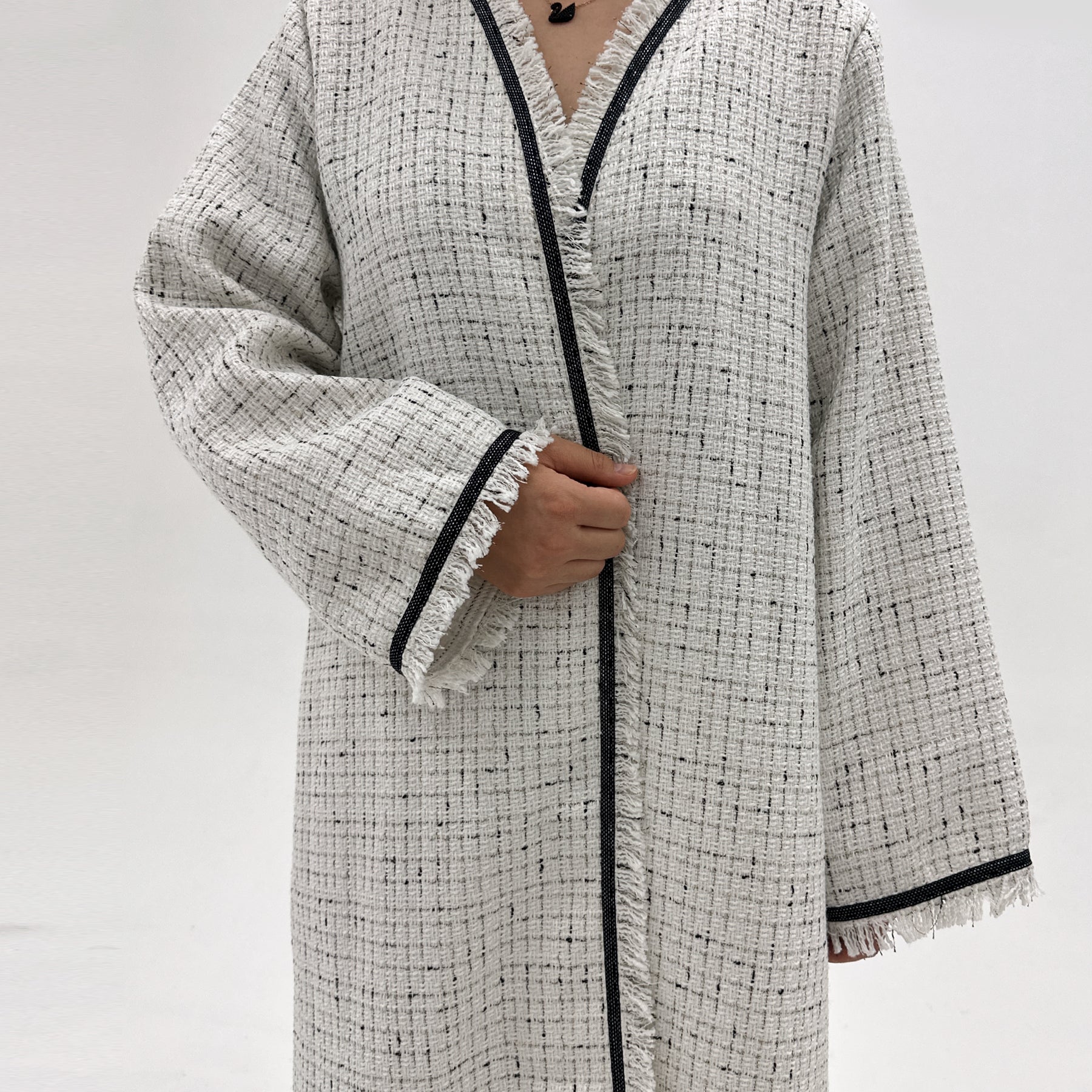 Clara Tweed Duster Coat in Camel Color - Elegant Women's Outerwear for Fall & Winter | Perfect for Office, Date Night & Special Occasions