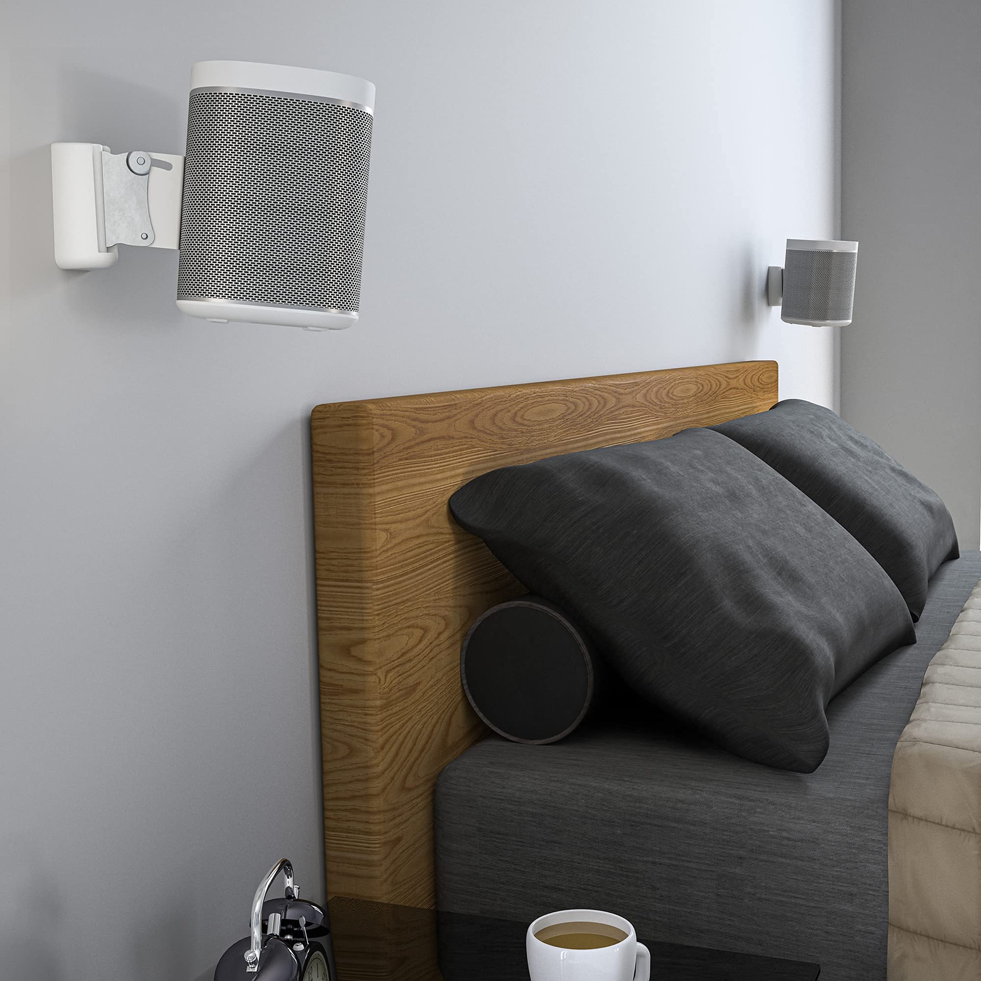 AK55W-A White Speaker Wall Mount Pair - Compatible with Sonos, Bose, JBL & More - Secure Installation for Home Theater, Studio & Outdoor Use