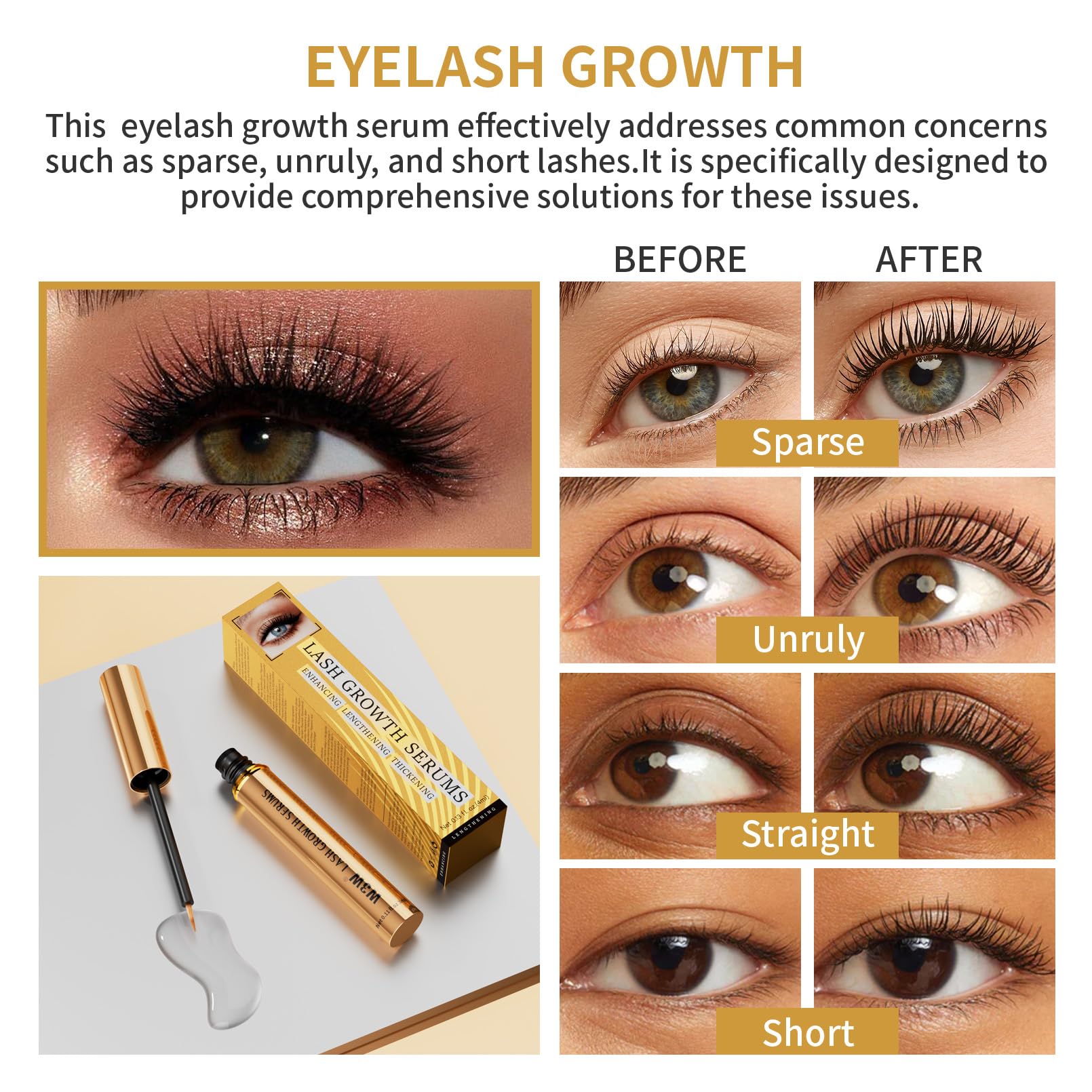 W3W Eyelash Growth Serum - Updated Formula for Longer, Fuller & Thicker Lashes | Gentle Lash Enhancer | 4ml | Perfect for Daily Use & Special Occasions