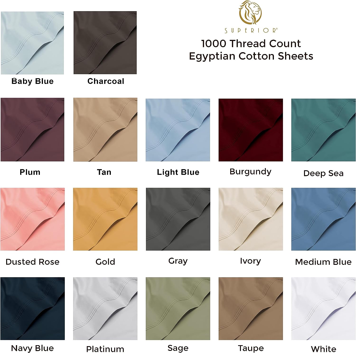 Luxury 1000 Thread Count Egyptian Cotton Bed Sheet Set - King Size, Extra Deep Pocket (18-22 Inches) for Comfort & Durability | Perfect for Master Bedroom, Guest Room & Hotel Use