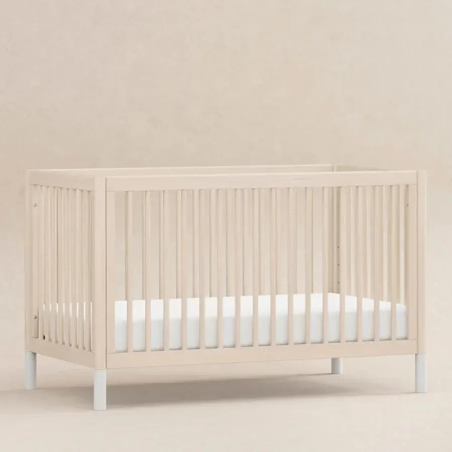 Babyletto Gelato 4-in-1 Convertible Crib - Washed Natural & White Feet | Safe & Stylish Nursery Furniture for Newborn to Toddler | Perfect for Modern Baby Rooms & Daycare Centers