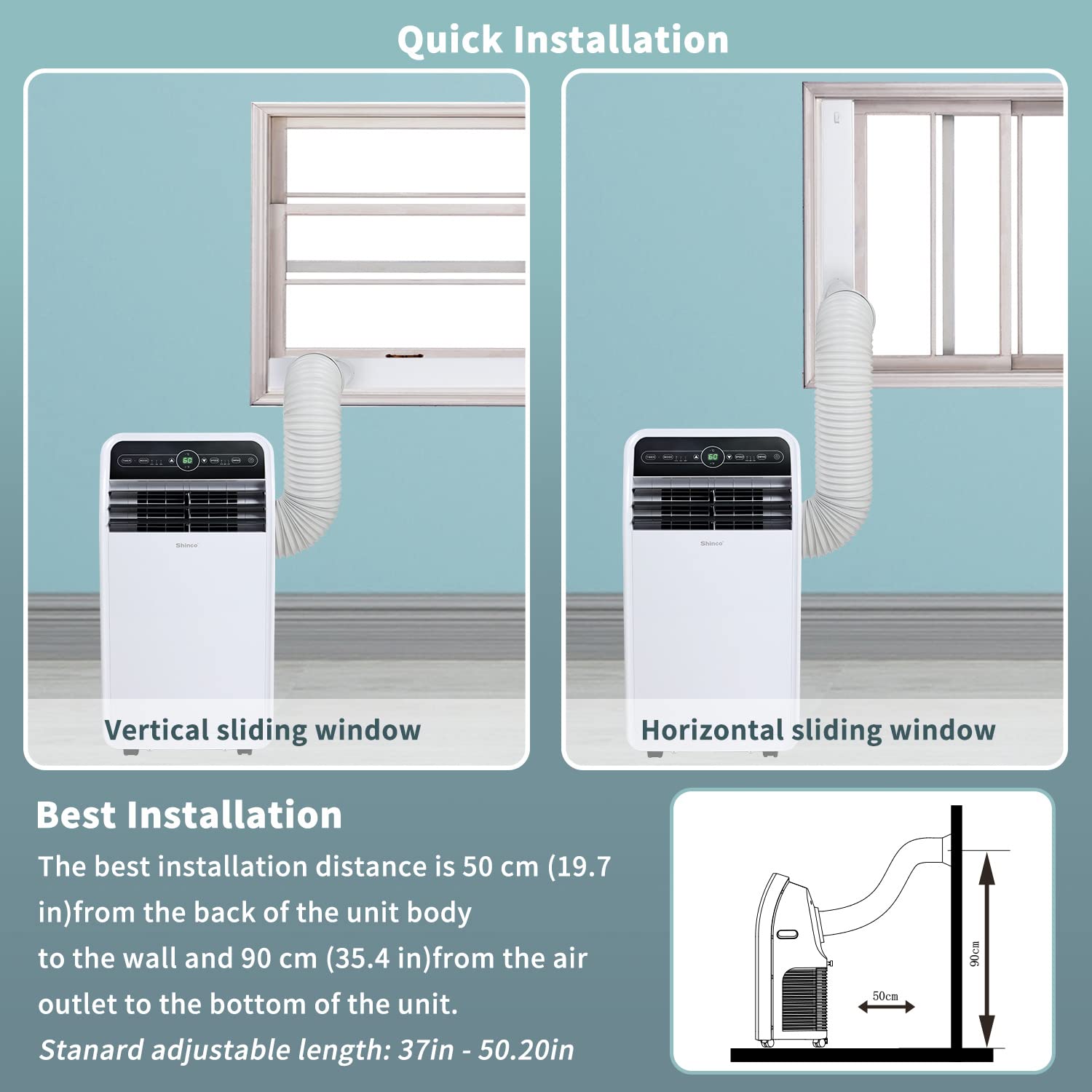 Shinco 12,000 BTU Portable Air Conditioner - 3-in-1 Cooling, Dehumidifier & Fan for Rooms up to 400 sq.ft - Includes Remote Control, 24H Timer & Installation Kit - Perfect for Bedrooms, Offices & Small Apartments