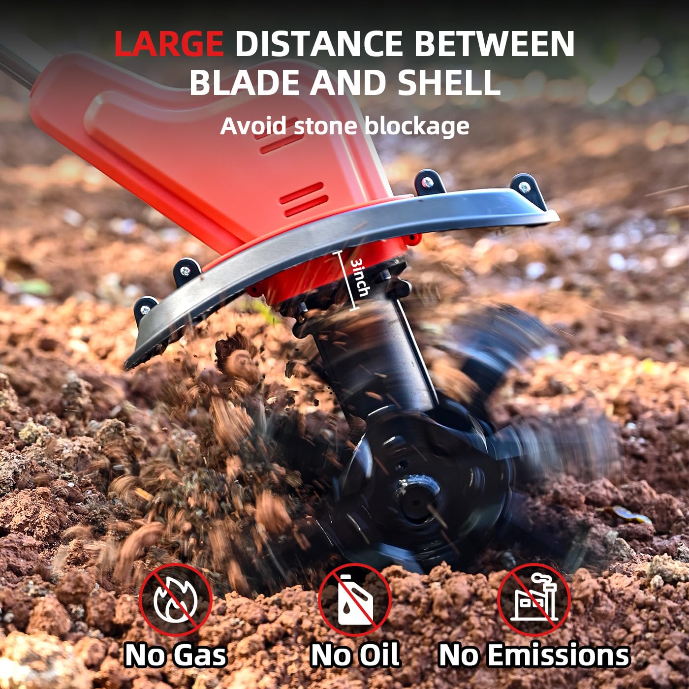 21V Cordless Tiller Cultivator - 300 RPM, 4.0Ah Battery with Capacity Display, 11