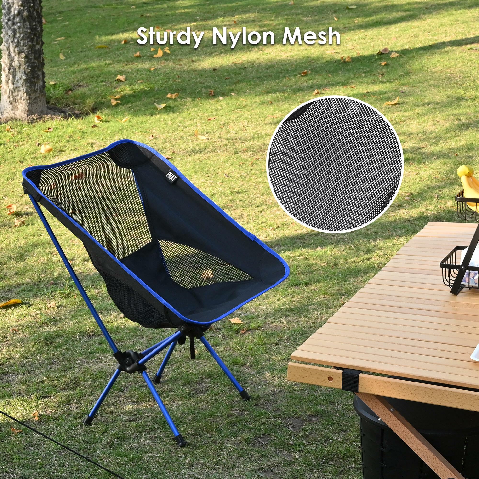 PHAT Portable Folding Camping Chair - Lightweight Moon Chair for Outdoor, Hiking, Picnic & Backpacking - Compact Lawn Chair with Carry Bag for Easy Travel & Storage | Perfect for Beach, Park, and Camping Trips