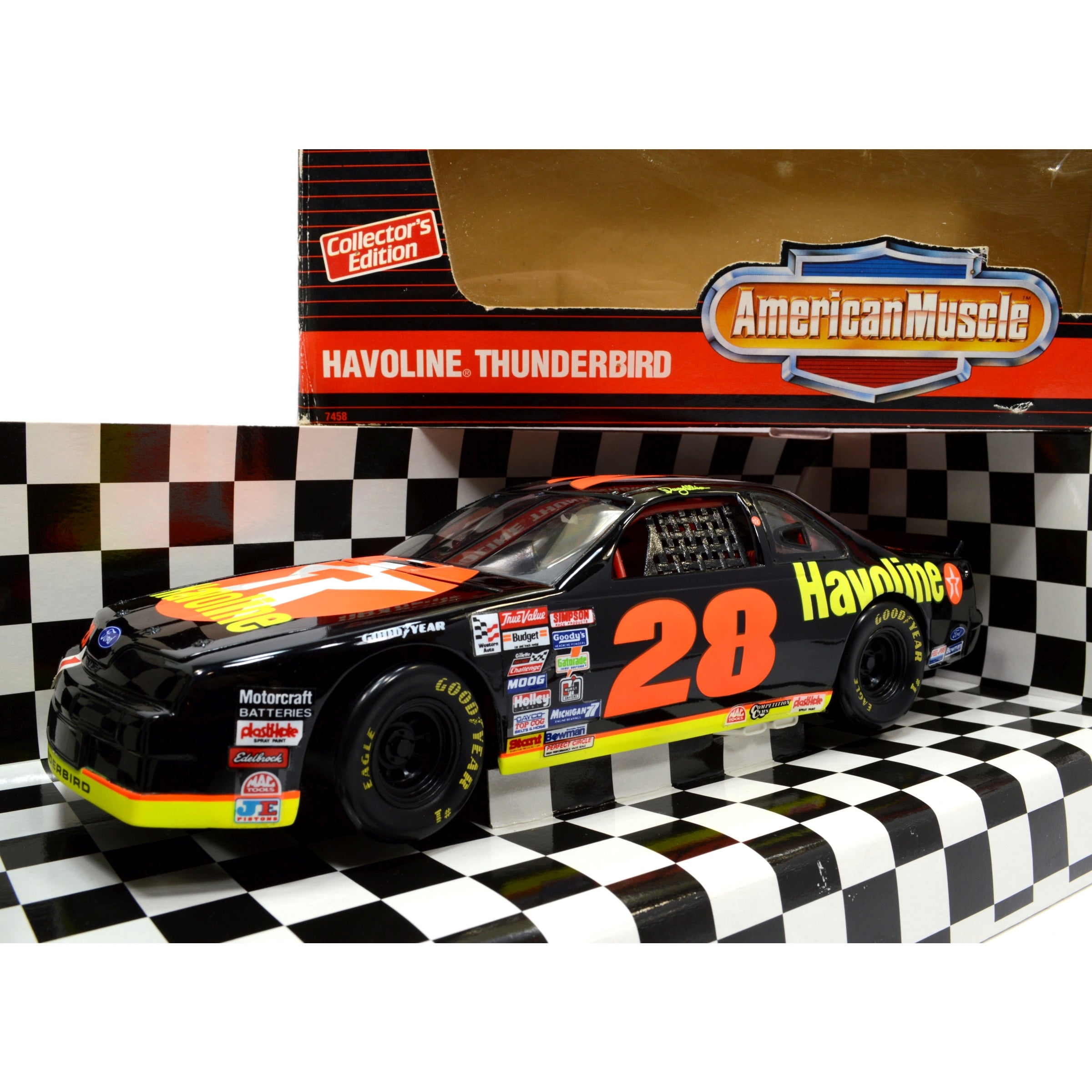 1:18 Scale ERTL Diecast Havoline Thunderbird 1993 American Muscle Car Model - Collectible Vintage Toy for Display & Racing Enthusiasts