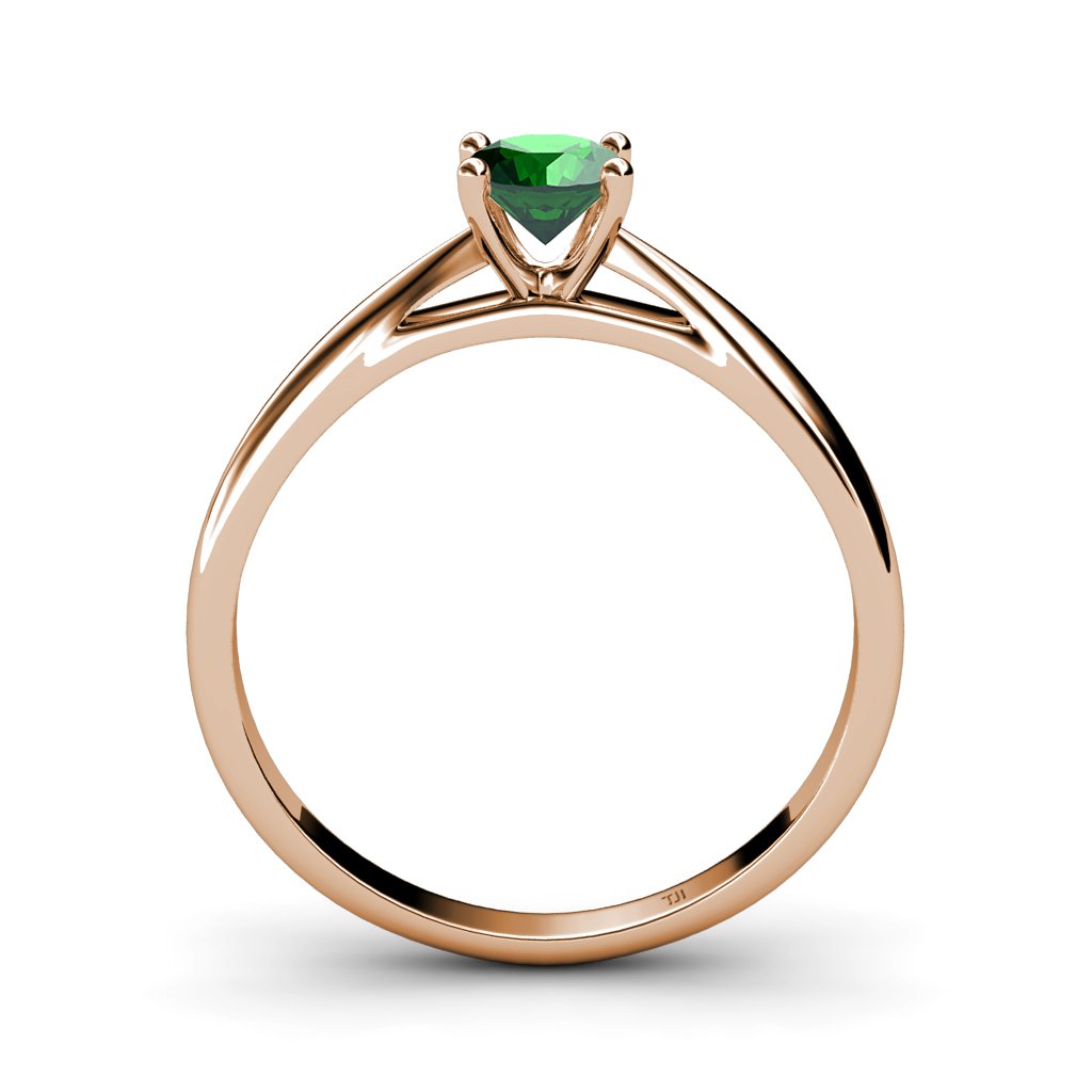 0.75ct Natural Emerald Solitaire Ring in 14K Rose Gold - Elegant Engagement, Wedding & Anniversary Jewelry Gift for Her