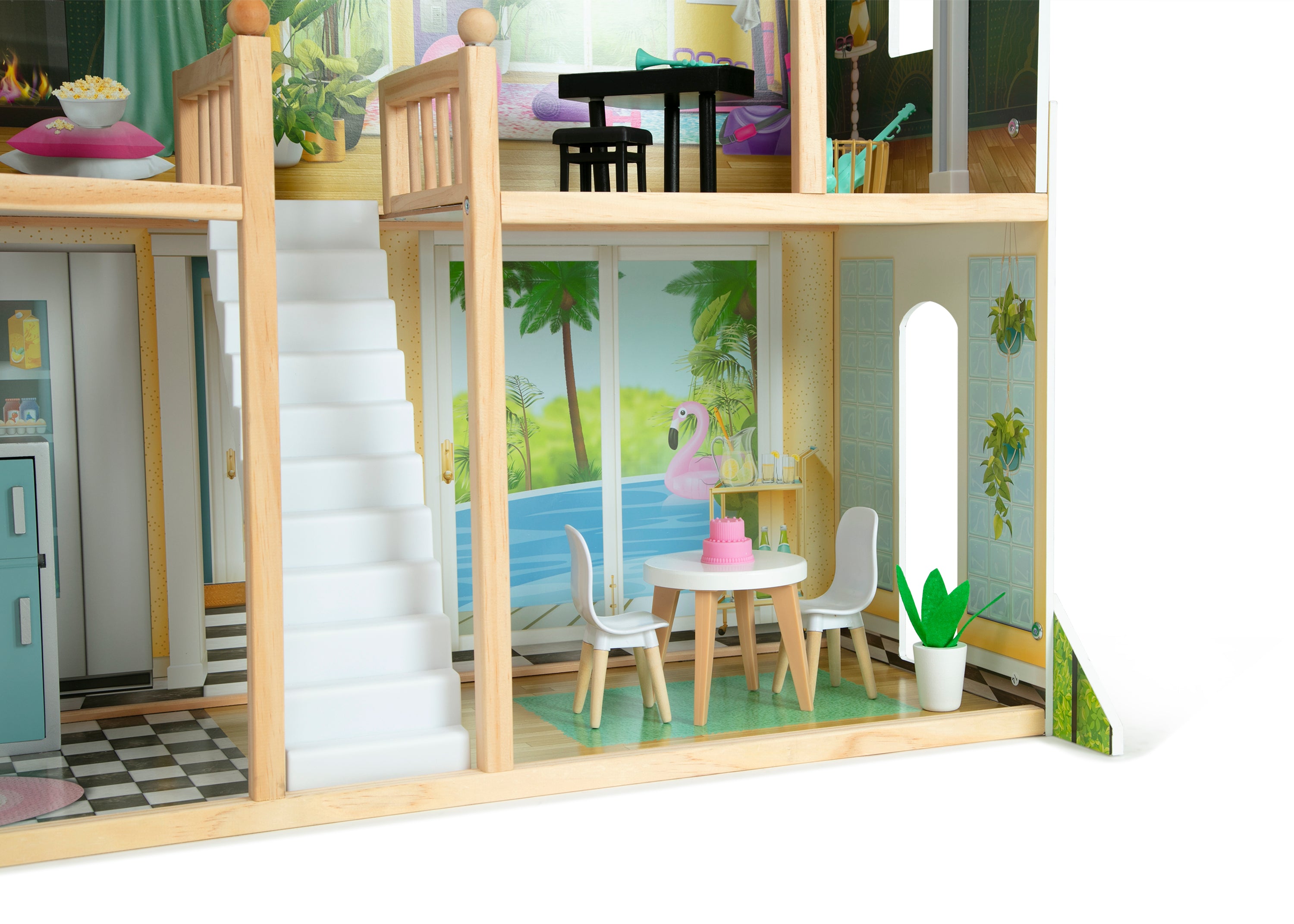 Deluxe Maui Dollhouse for Kids - Wooden Playhouse with Furniture & Accessories - Perfect for Pretend Play, Birthday Gifts & Home Decor