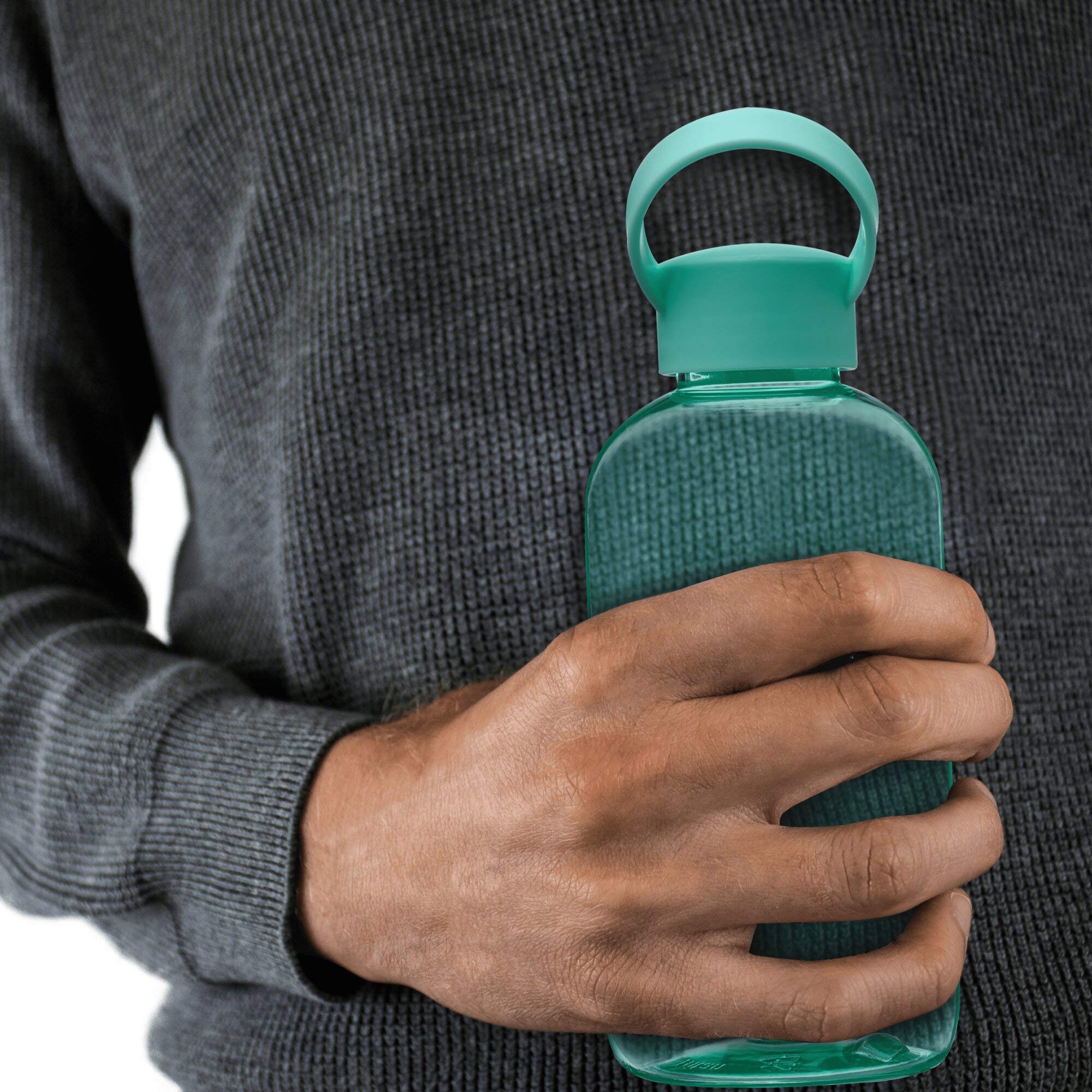 50 Pack Customizable 20 oz Plastic Water Bottles with Handle - Flexi-Grip Design, Bulk Drinkware for Schools, Gyms & Events - Mint Green (Text/Logo Printing Available)