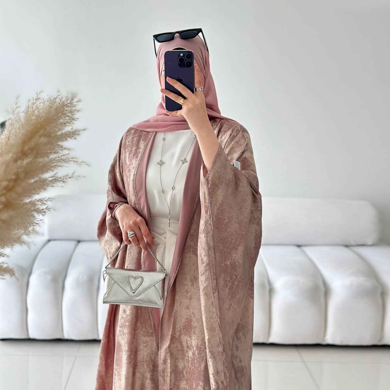 Elegant Women's Patchwork Open Abaya Robe - Stylish Loose Dress for Home, Prayer & Special Occasions
