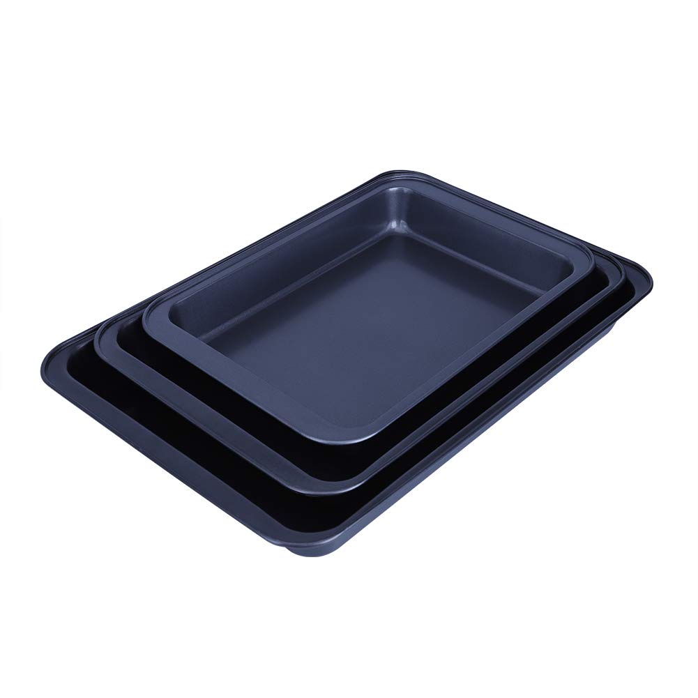 iFCOW Nonstick Cookie Baking Pan Set - 3-Piece Carbon Steel Bakeware Trays, Dishwasher Safe & Oven Safe, Perfect for Toaster Ovens, Cookies, Pastries & More - Ideal for Home Baking, Holiday Treats & Party Desserts