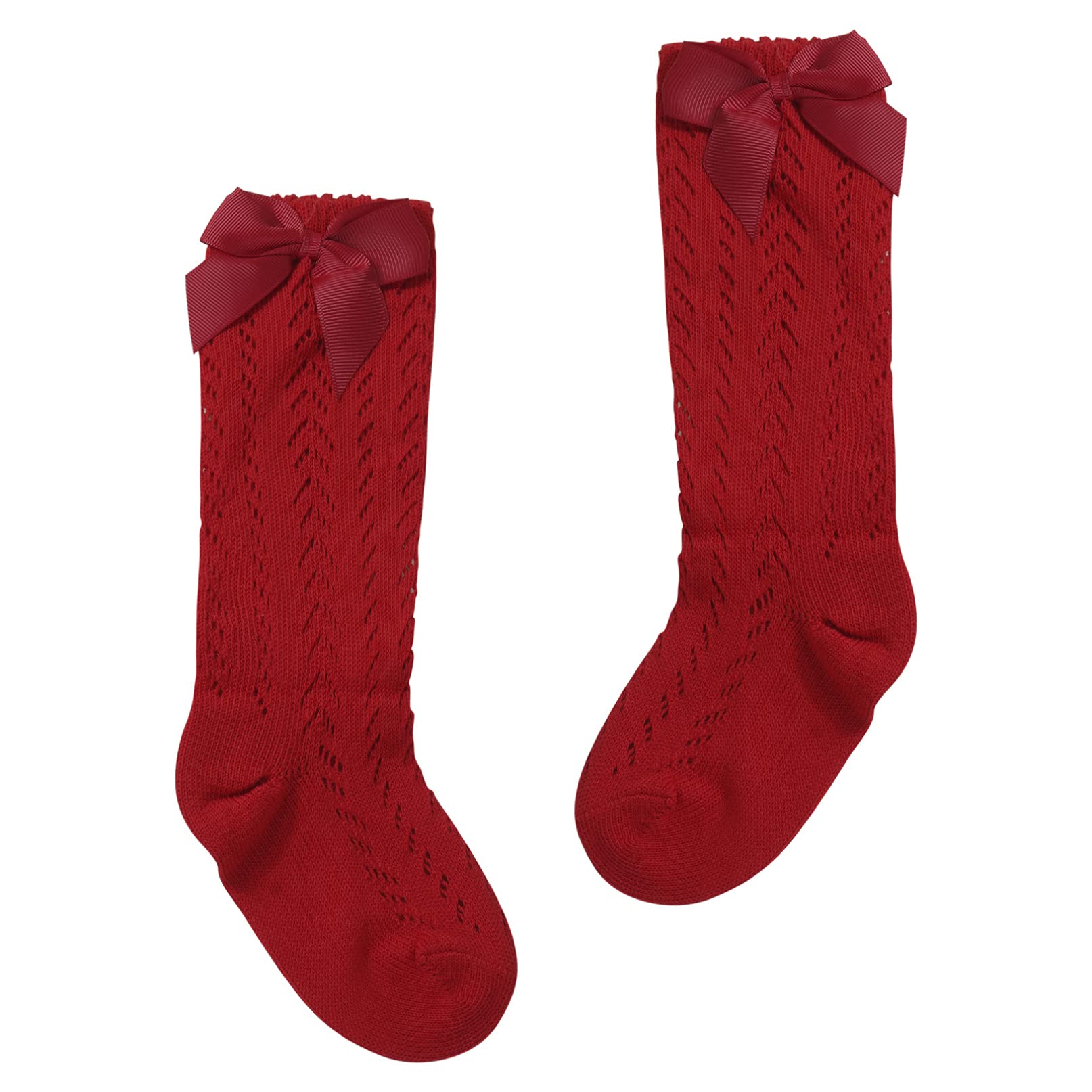 YiZYiF Baby Girls Knee High Socks with Bows - Soft Cotton Ruffled Long Stockings for Infants & Toddlers - Perfect for School Uniforms, Dress Up & Everyday Wear