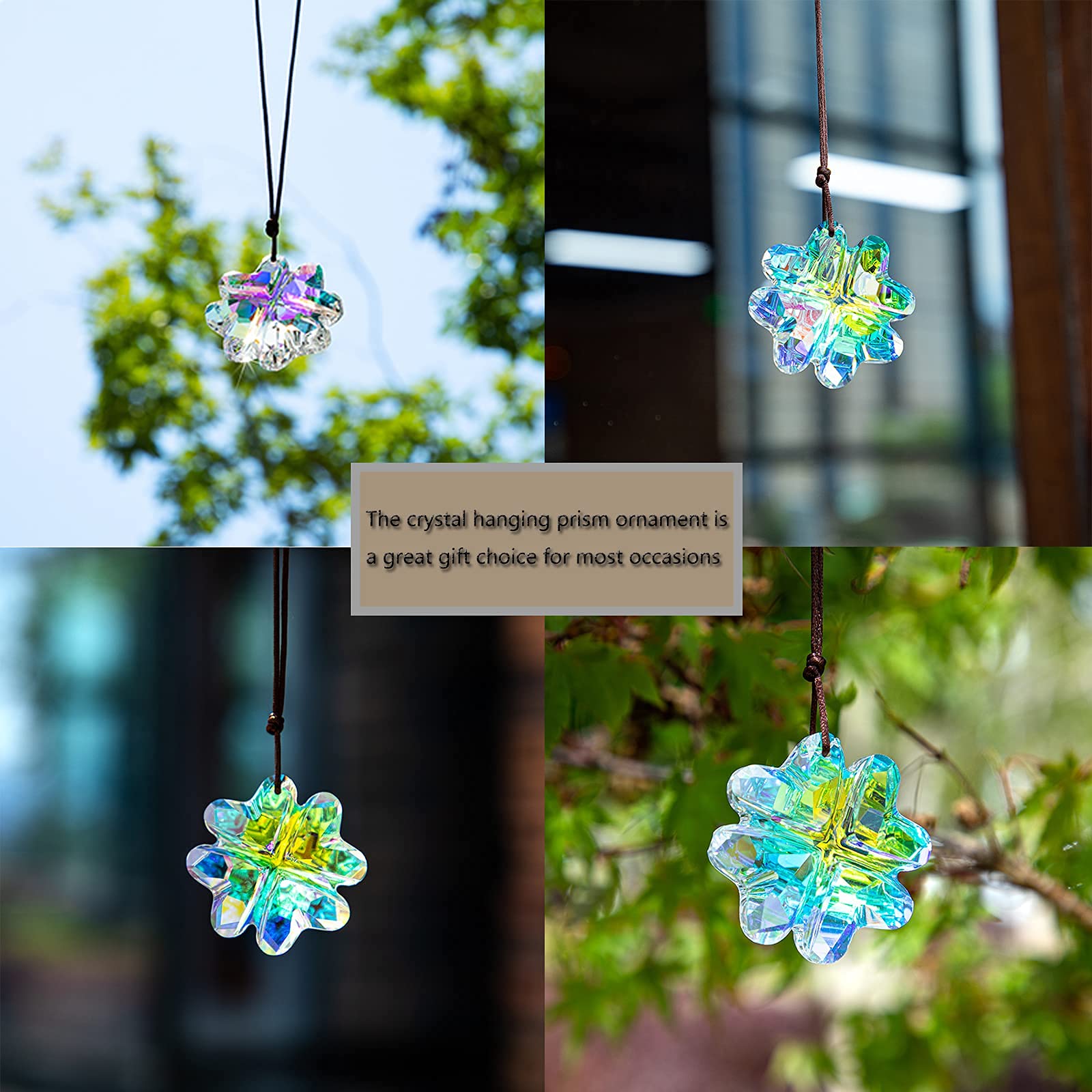 H&D HYALINE & DORA Sun Catcher Crystal Rainbow Maker - Window Hang Prisms Pendant for Home Decor, Garden & Wedding Decorations - Create Stunning Rainbows Indoors & Outdoors