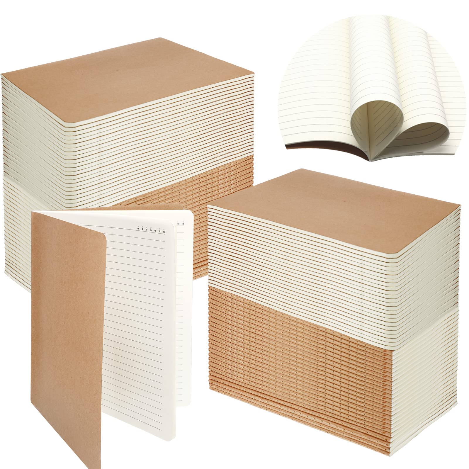 Gersoniel 24-Pack A4 Kraft Notebooks - Brown Lined Paper Journals, 8.5 x 11 Inch Memo Books with 72 Pages - Perfect for School, Office & Travel Note Taking, Writing Diary, Planner & Subject Organization