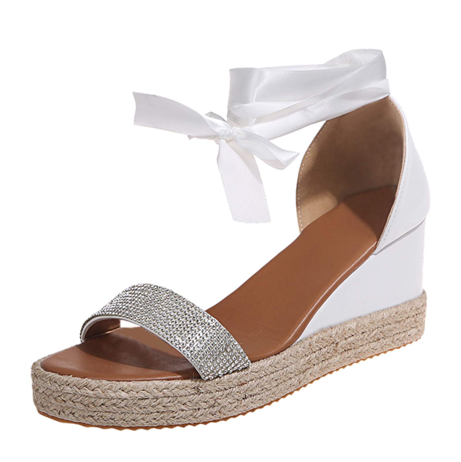 Women's Flatform Wedge Sandals - Breathable Open Toe Lace-Up Weave Design for Summer | Casual Beach Shoes with Comfortable Wedge Heel | Perfect for Vacation, Walking, and Outdoor Activities