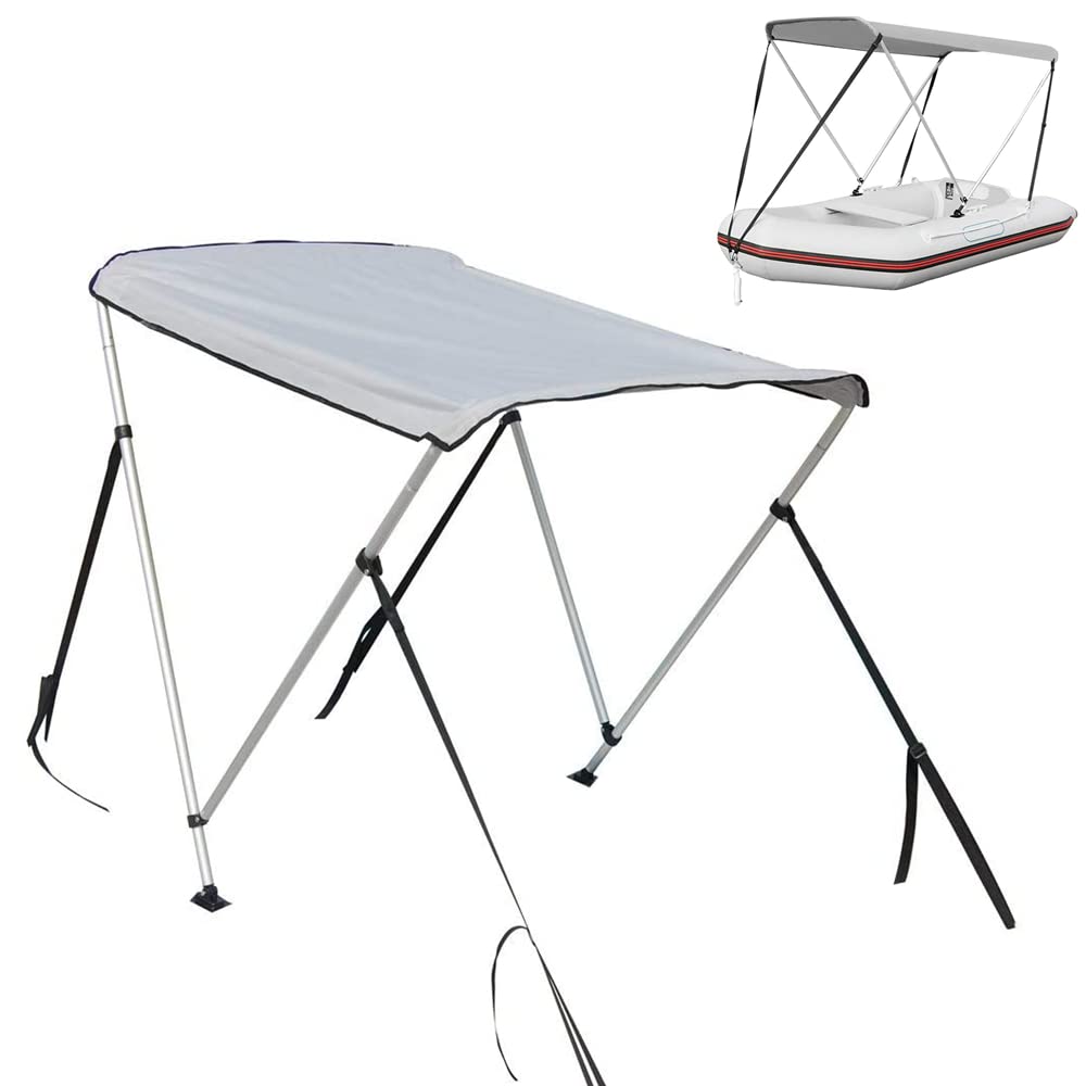 Nisorpa 4 Bow Bimini Top Cover - Waterproof Boat Canopy Sun Shade for Inflatable Boats 39.3-55in - Universal Replacement Top with Frame Hardware & 4 Straps - Perfect for Fishing, Cruising, and Water Sports