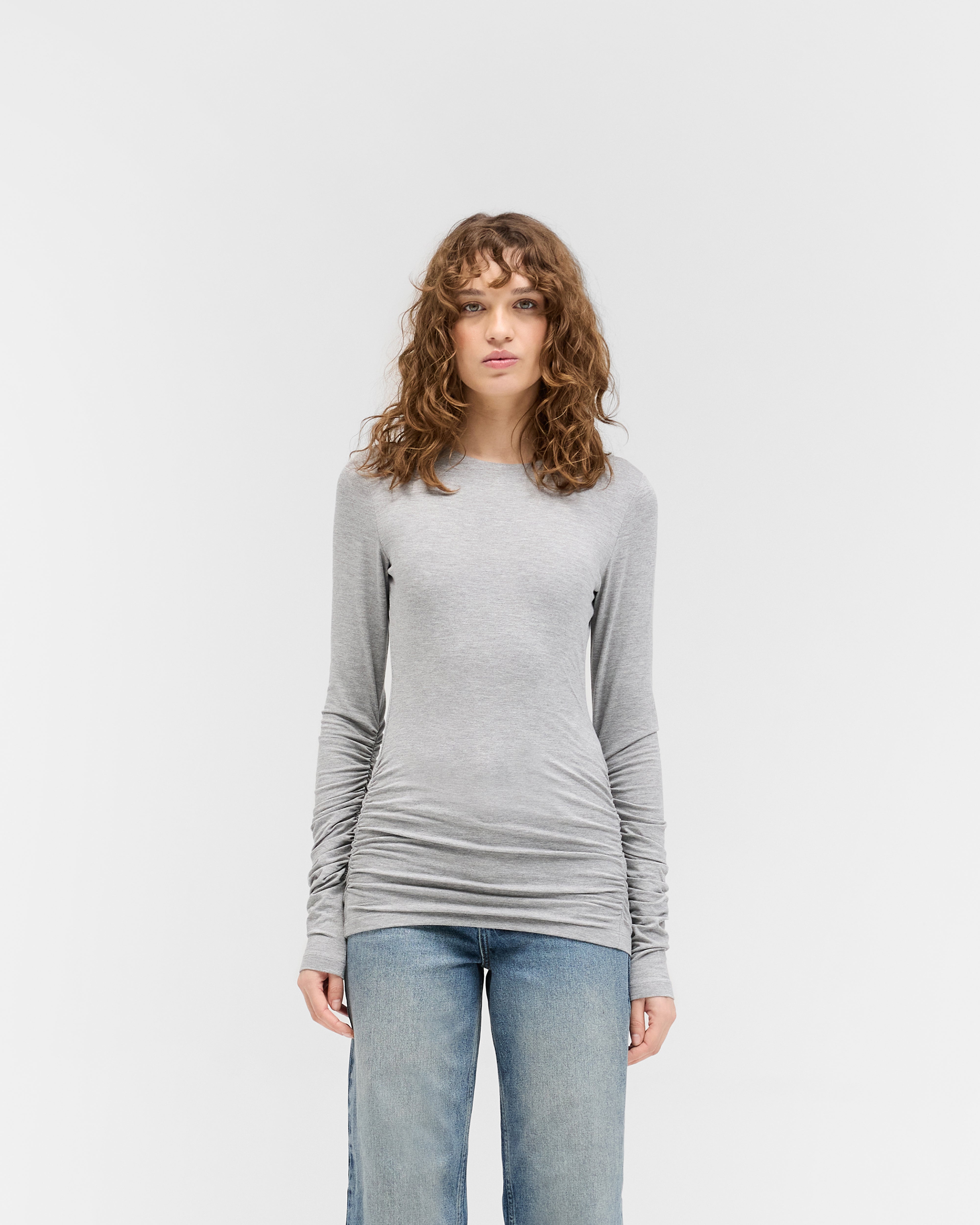 Coil Top Grey Marl Women's Casual T-Shirt - Soft Cotton Comfort Fit for Everyday Wear, Gym, and Outings