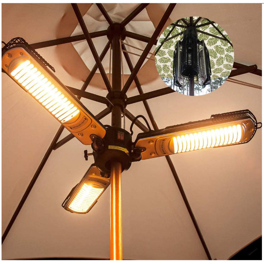 1500W Black Electric Patio Heater - Infrared Outdoor Space Heater with 3 Heating Panels for Pergola, Gazebo, Deck & Backyard | Portable Folding Design for Patio, Garden & Outdoor Dining Areas