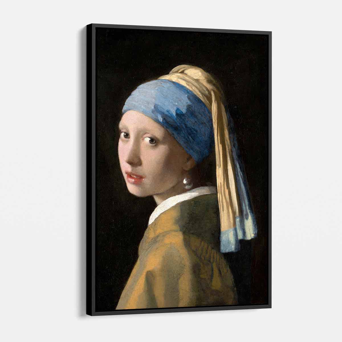 Brown Girl with a Pearl Earring Canvas Wall Art Print - 16x20 Inch Famous Painting Reproduction for Living Room, Bedroom & Office Decor