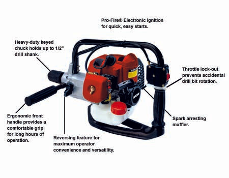 ECHO EDR-260 Professional 2-Cycle Gas Powered Drill with Reverse Function & Keyless Chuck - Ideal for Construction, Woodworking, and DIY Projects