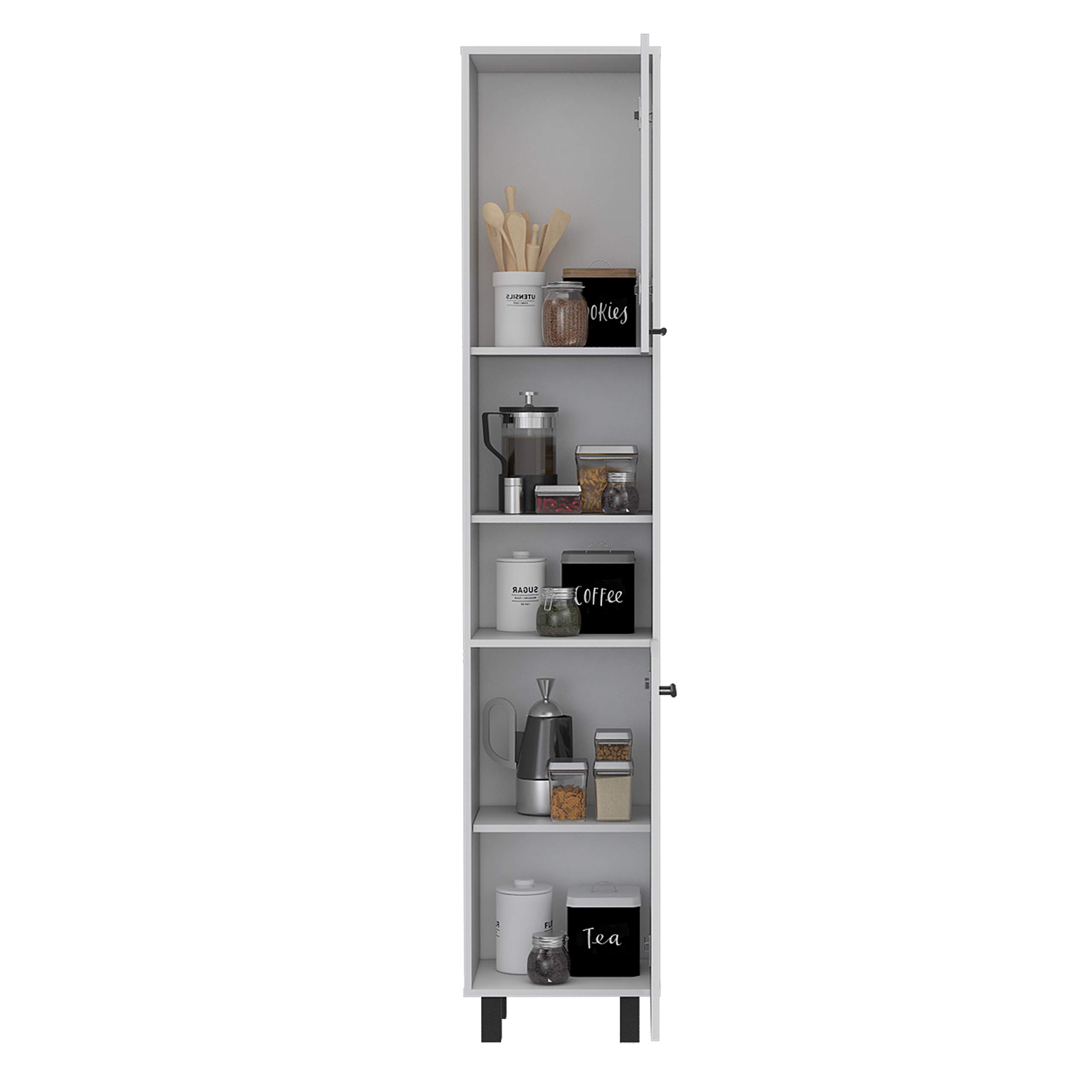 Sheffield Pantry Kitchen Cabinet - 2 Cabinets & 2 Open Shelves for Storage | Perfect for Small Kitchens, Pantry Organization & Home Decor