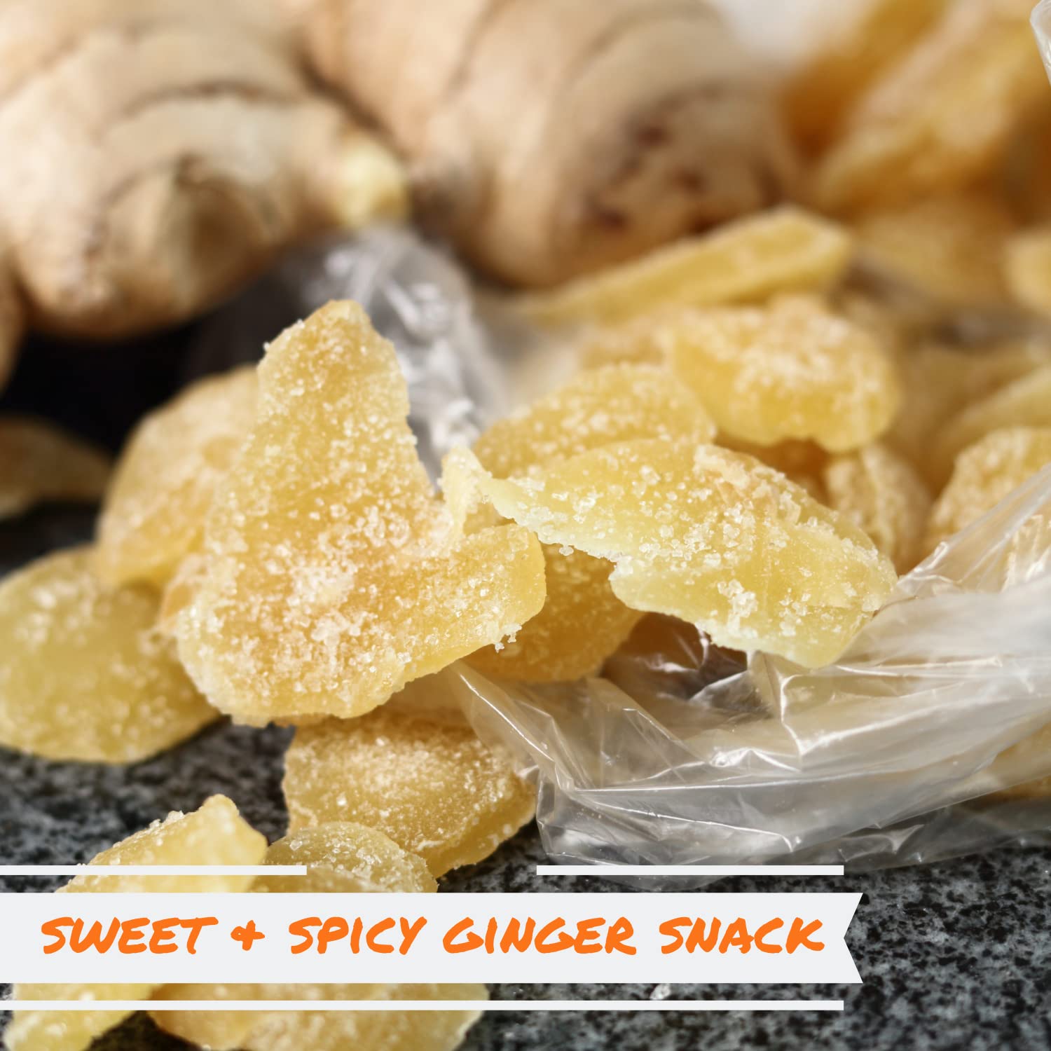 **Organic Crystallized Ginger Slices – 2.5 Lbs Bulk Bag | Natural Candied Dried Ginger Chews, Vegan, Kosher, Unsulphured, No Artificial Colors – Healthy Snack for Digestion, Nausea Relief & Baking**    *(Perfect for Tea Time, Baking Recipes, Travel Snacks & Motion Sickness Relief)*