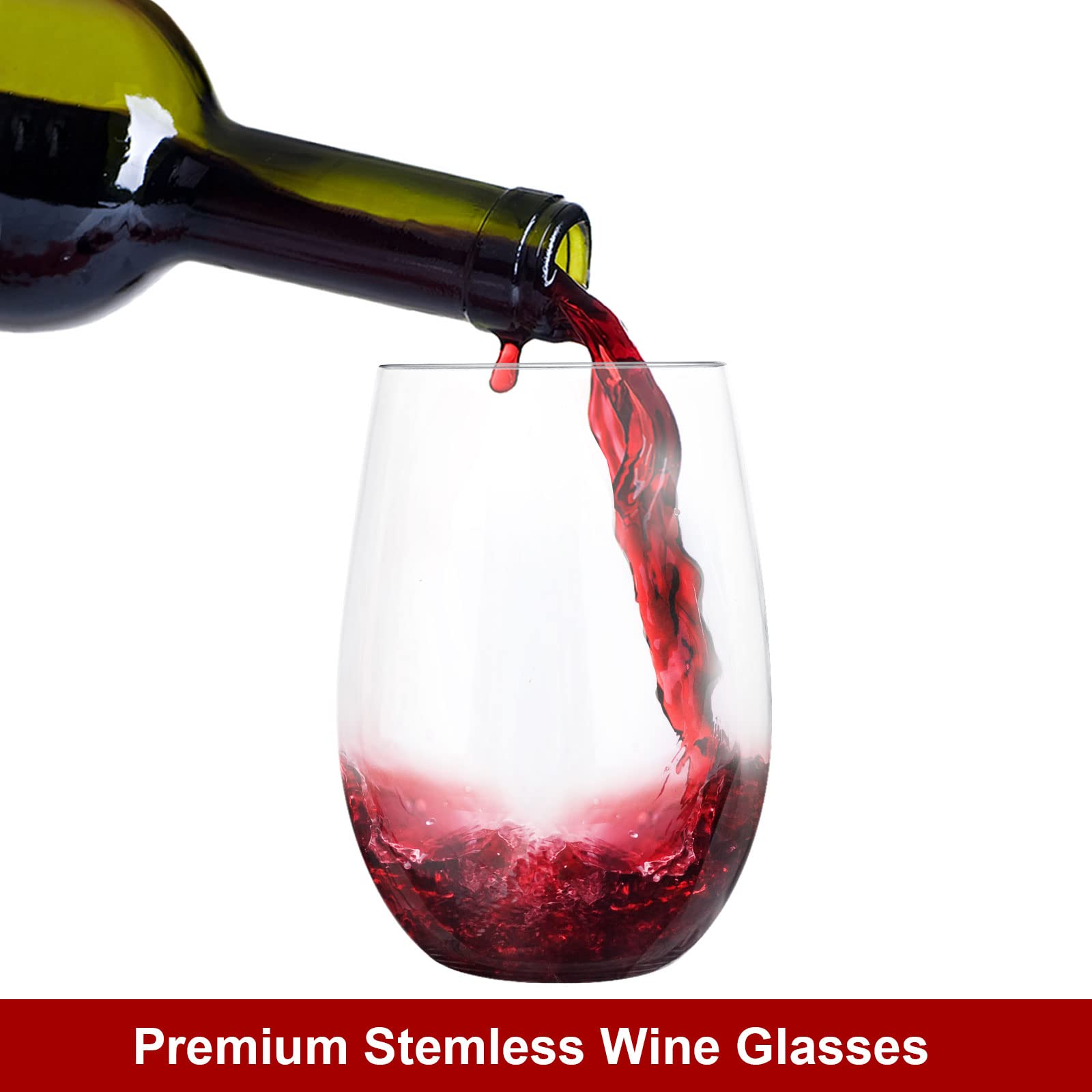 12-Pack Shatterproof Plastic Stemless Wine Glasses - 450ml Reusable Clear Cups for Wedding, Party, Picnics, Camping & Poolside - Perfect for Outdoor Entertaining & Travel