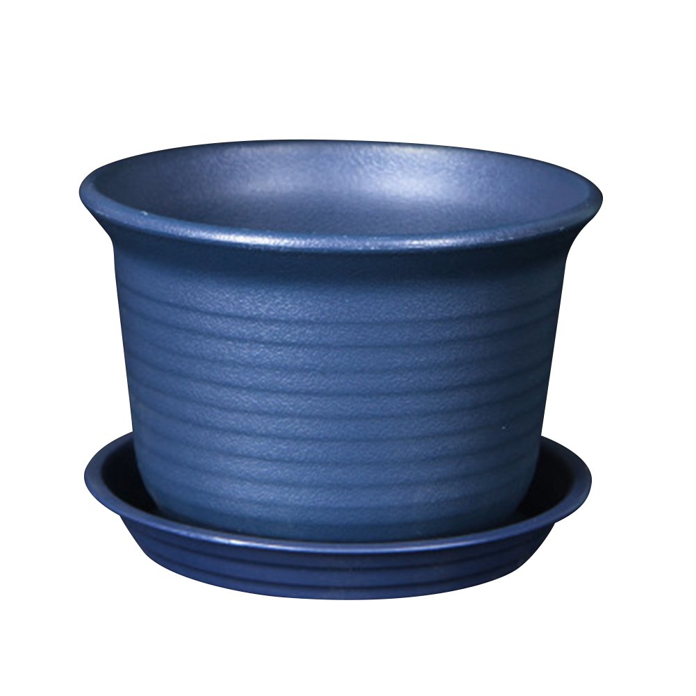 Colorful Thickened Plastic Plant Pots with Drainage Holes - Large Blue Resin Flower Planters for Indoor/Outdoor Garden, Balcony & Home Decor (Set of 1)