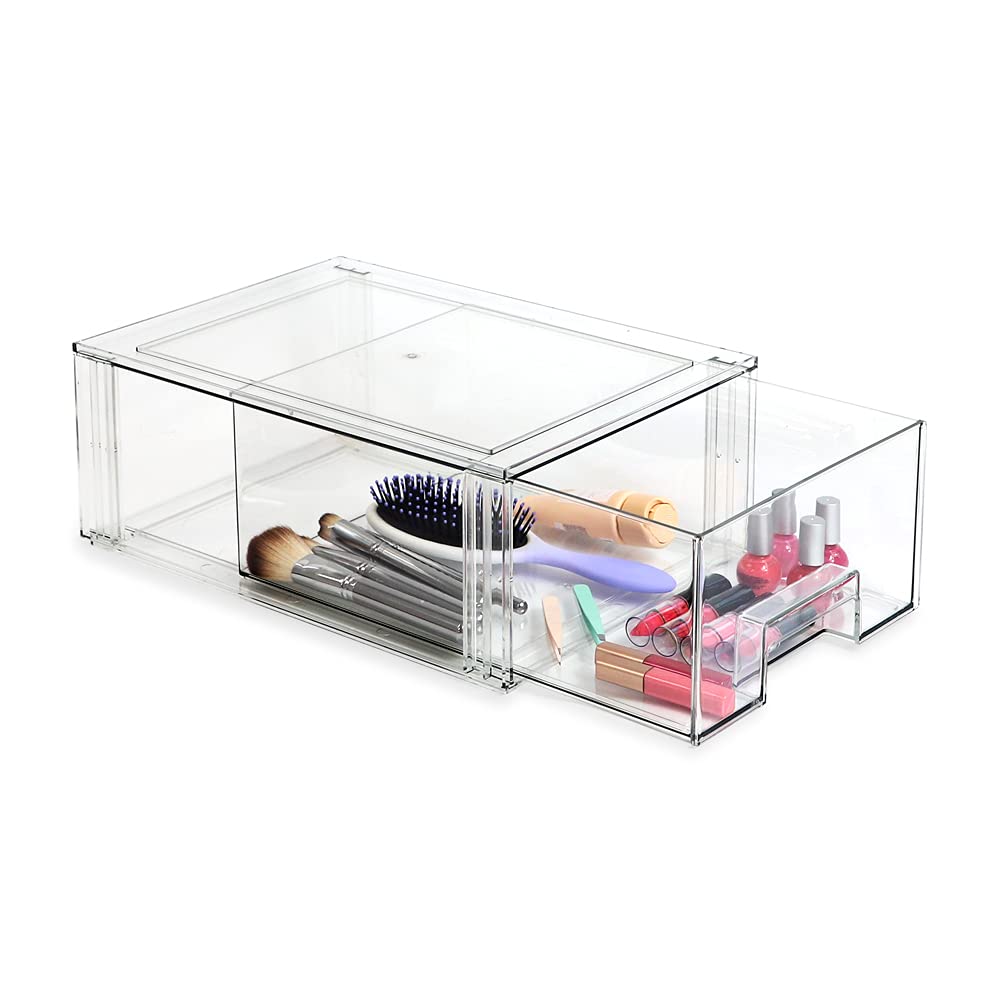 Isaac Jacobs Large Stackable Plastic Storage Drawer Organizer - 13.5