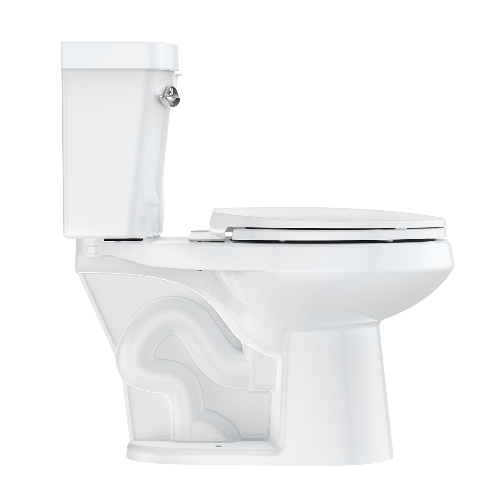 Two-Piece Elongated Toilet with Siphonic Flush | 1.28 GPF Water Efficient | Universal Height Comfort | cUPC Certified White Toilet for Bathroom | Perfect for Modern Homes & Commercial Spaces