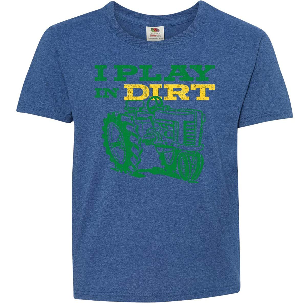 Inktastic Play in Dirt Tractor Youth T-Shirt - Fun Farm & Construction Themed Kids Tee for Outdoor Activities, Playdates & Birthday Parties