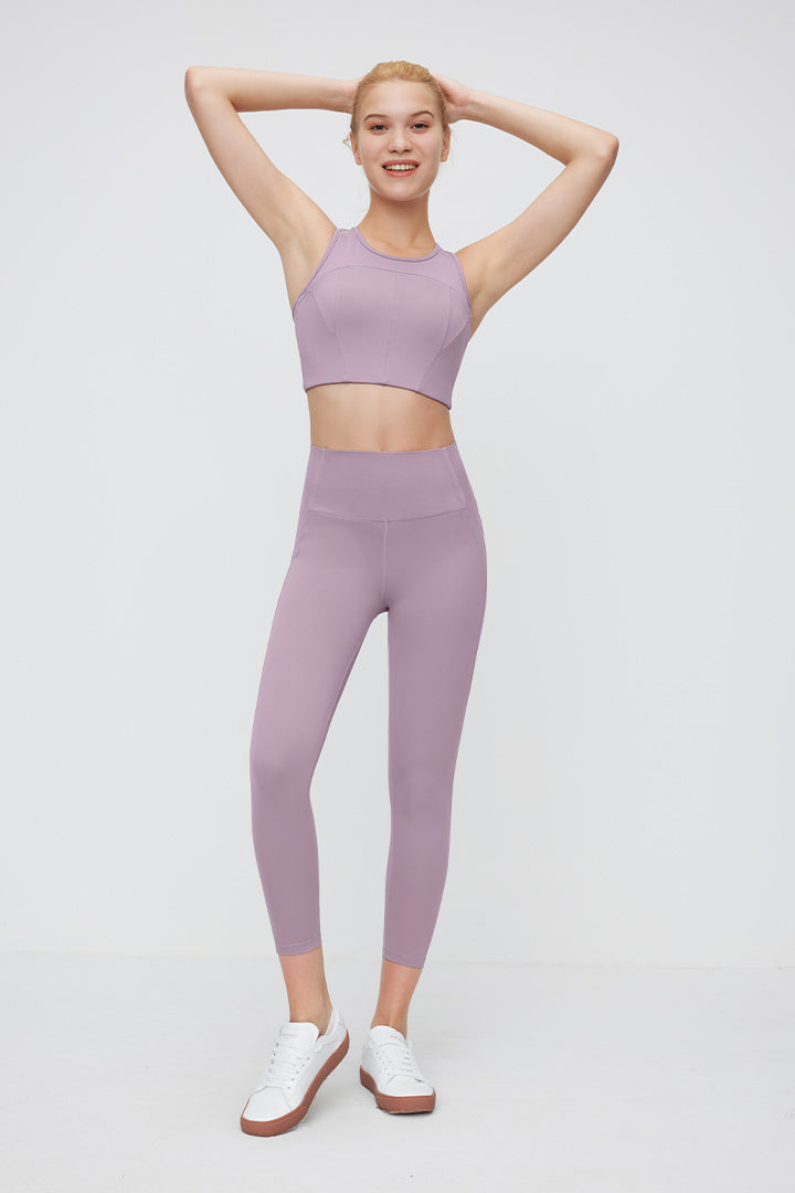 HiTense™ 7/8 High Waist Leggings with Side Mesh Panels - Women's Workout Yoga Running Compression Pants for Gym, Fitness & Everyday Wear