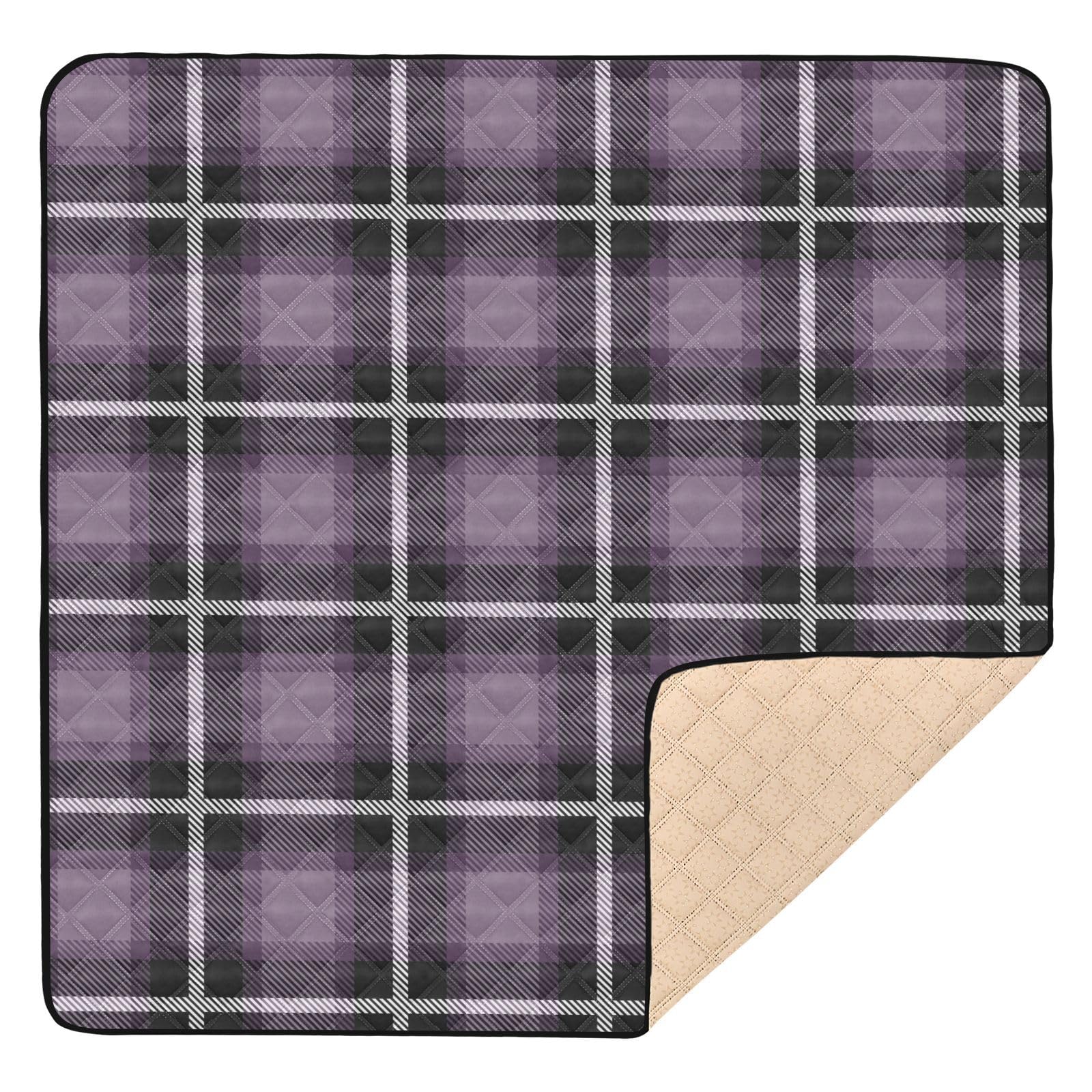 Plaid Buffalo Purple Peach Large Baby Gym & Waterproof Activity Play Mat for Infants, Toddlers & Kids - 50'' x 50'' - Perfect for Nursery, Playroom & Travel
