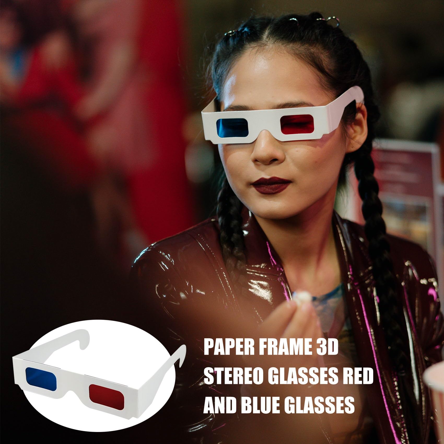 5 Pcs 3D Paper Glasses - Red & Blue Anaglyph Cardboard Glasses with White Frame for 3D Movies, TV Shows & Home Theater | Perfect for Movie Nights, 3D Events & Virtual Reality Experiences