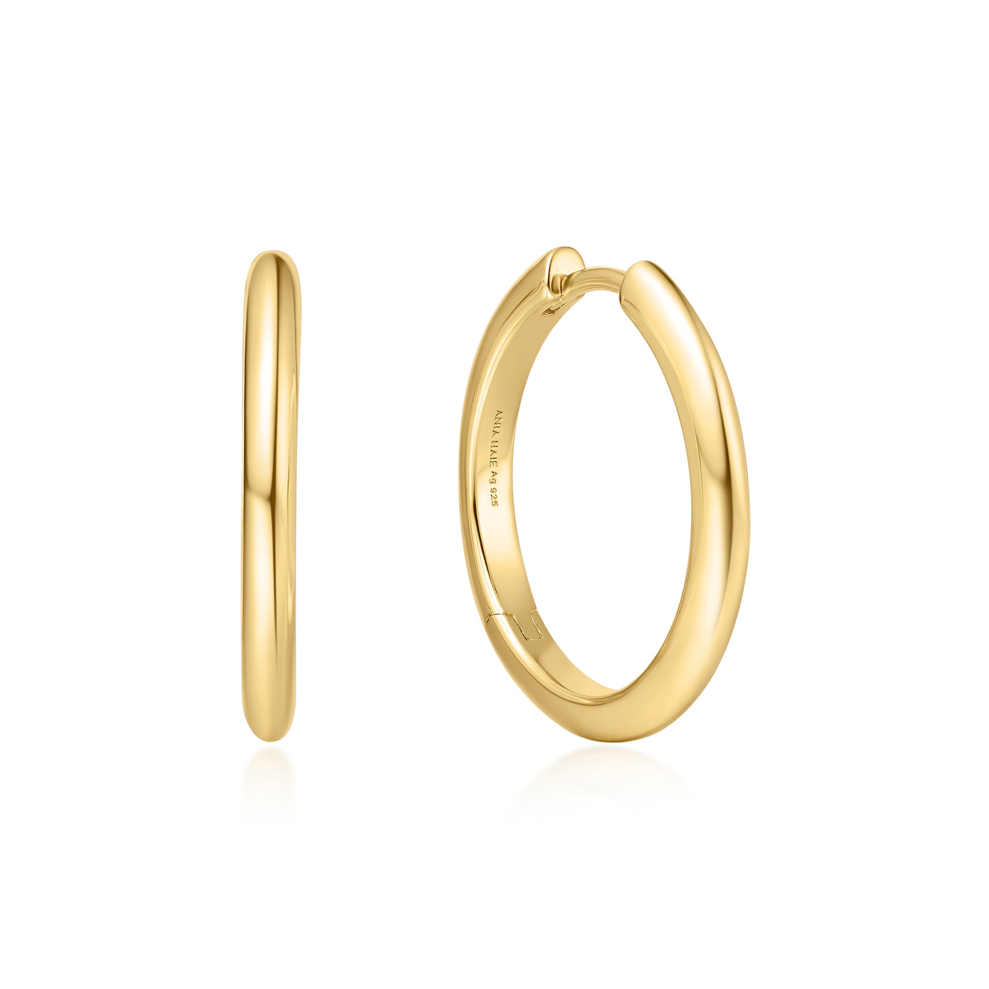 14K Gold Plated Medium Hoop Earrings for Women - Classic Tube Design, Hypoallergenic, Lightweight - Perfect for Everyday Wear, Office & Date Night