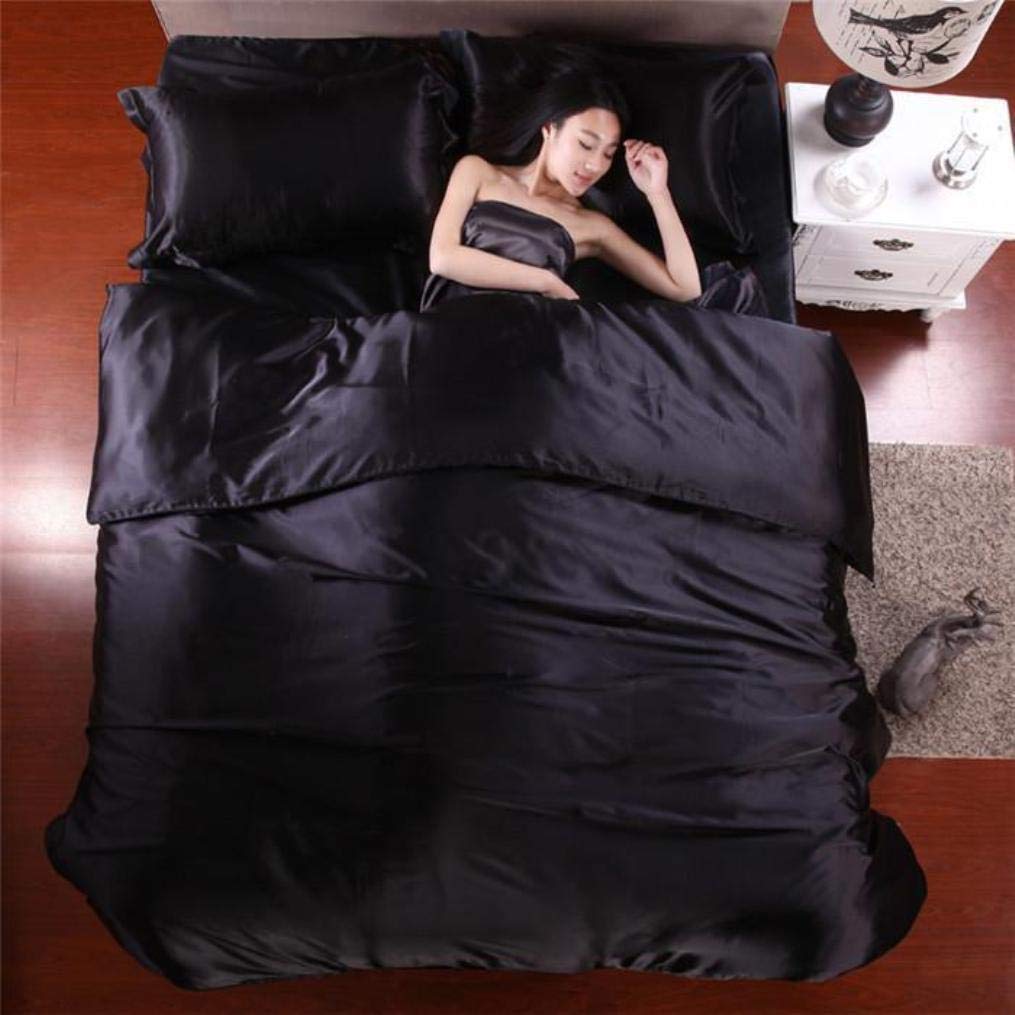 Luxury Twin XL Comforter Set - 7 Piece Satin Bedding Set with 600 GSM Duvet Insert, Flat Sheet, Fitted Sheet (19