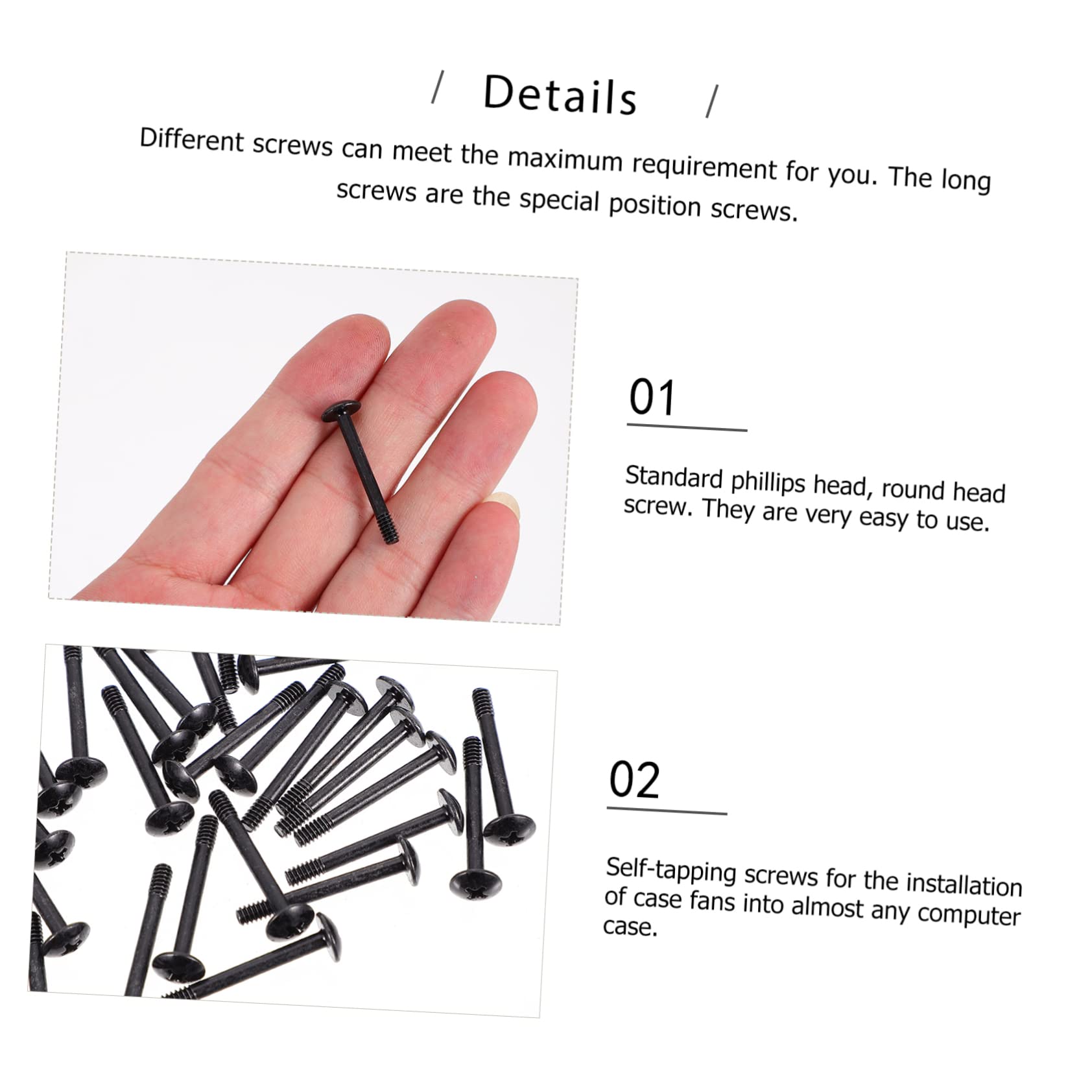 50pcs Black Self-Tapping Computer Case Fan Screws - Replacement Radiator & Cooling Fan Screws for PC Builds, RGB Fans & Ventilation Systems - Perfect for Gaming Rigs, Workstations & DIY Computer Upgrades